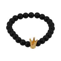 Pulsera Royal Flush Negra Y Corona Dorada