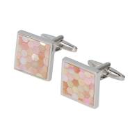 Mancuernillas Royal Flush Plata Mosaico Rosa Acero