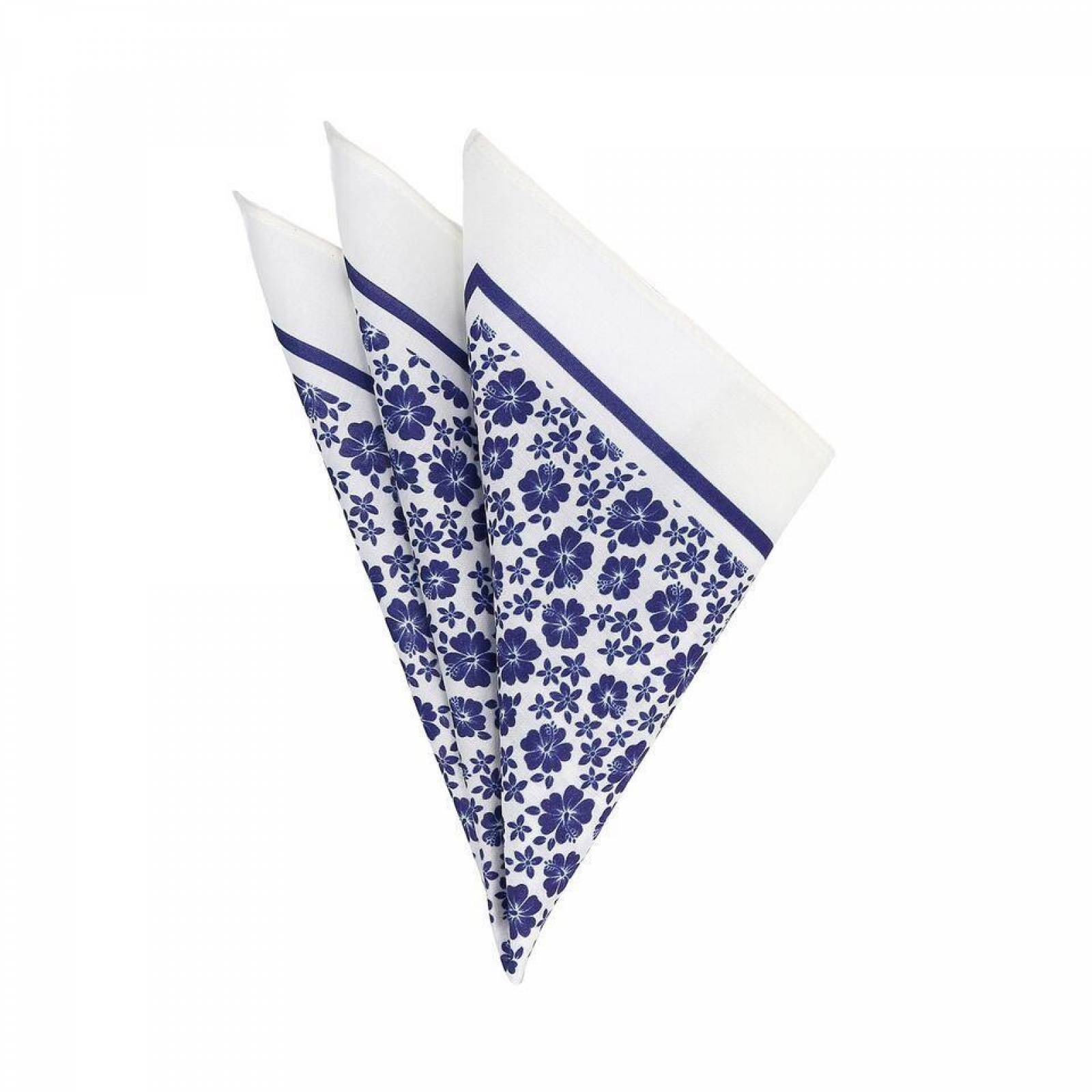 Pañuelo Royal Flush blanco con flores azules 