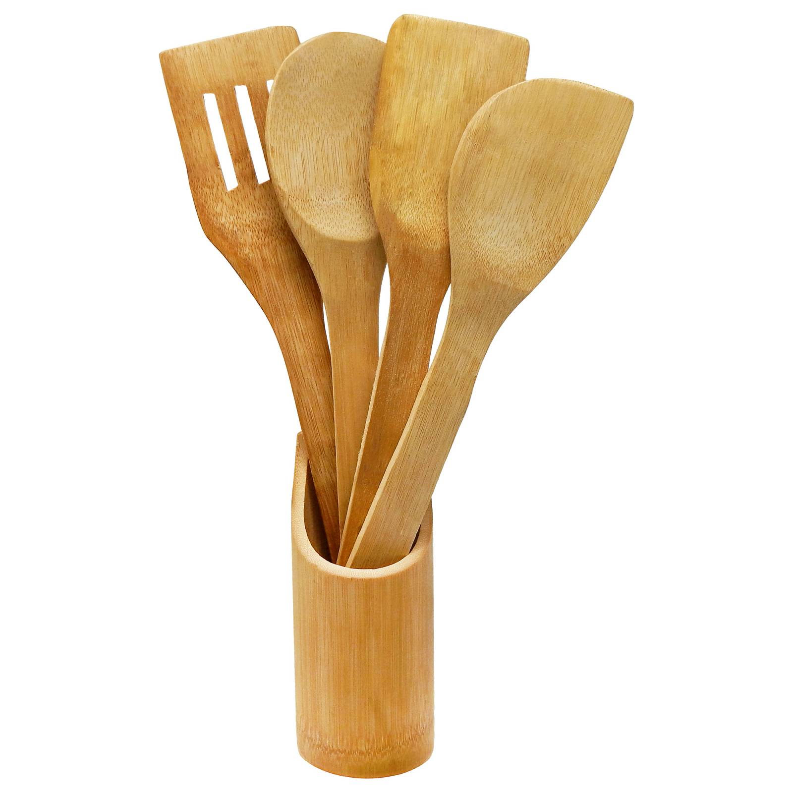 Juego De Utensilios De Bambu Con Base   Ju2031