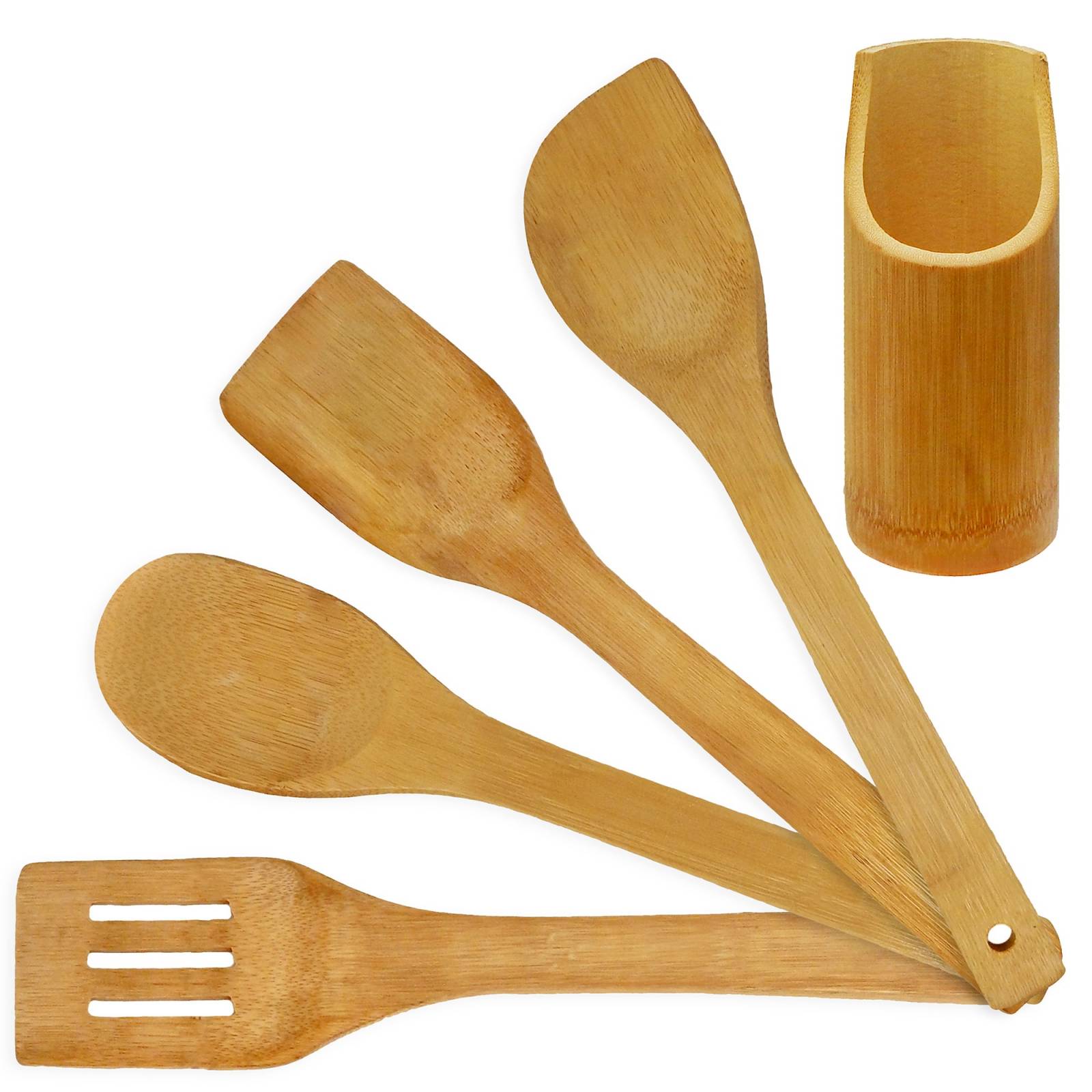 Juego De Utensilios De Bambu Con Base   Ju2031