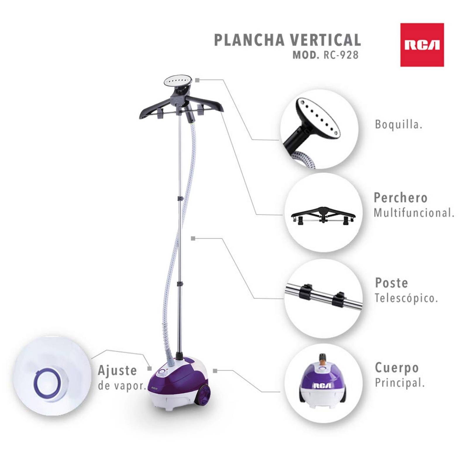 Plancha De Vapor Vertical Con Pedestal Rca   C0928