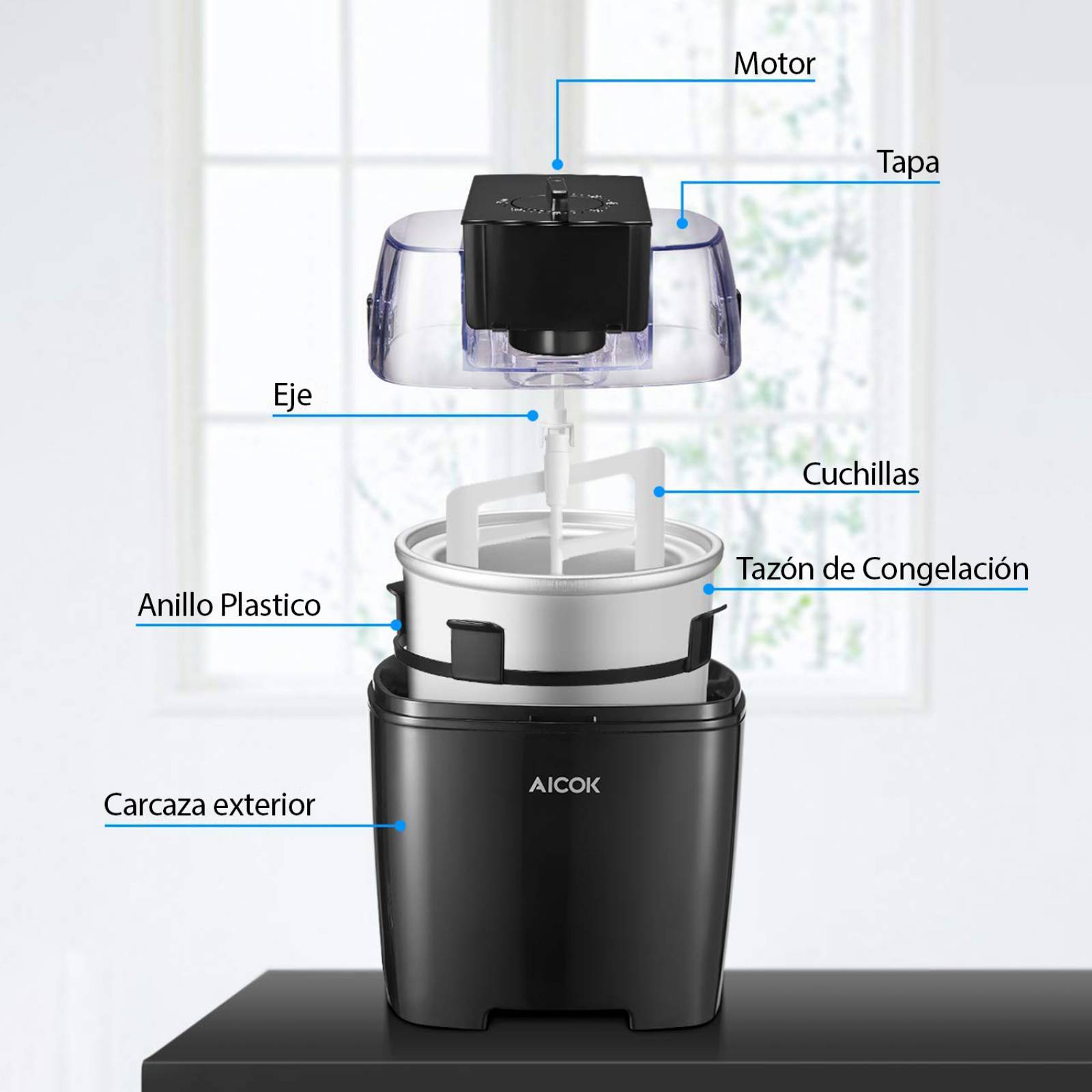 Máquina Para Hacer Helados Aicok 14 Litros IM1500