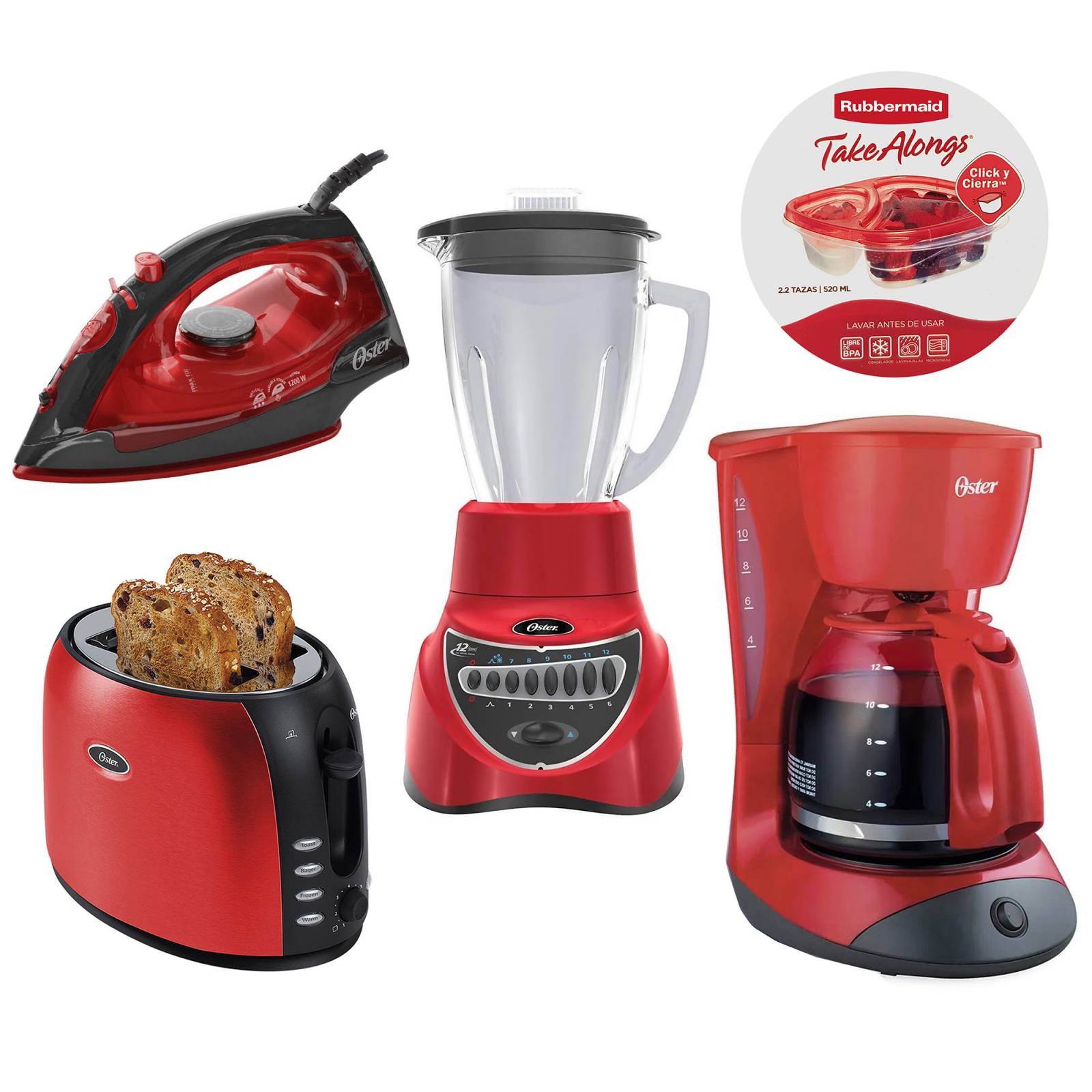 Paquete Oster Deluxe Rojo 7 Piezas   P2047