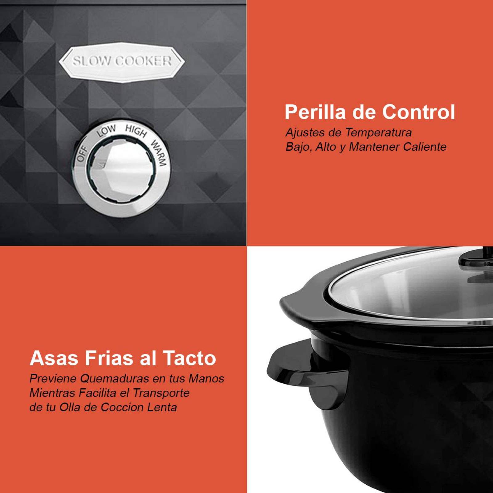 Olla Cocción Lenta Elite Platinum 6 QT Diamante Negro