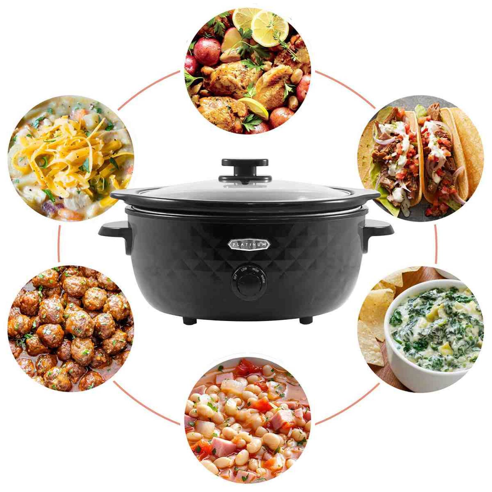 Olla Cocción Lenta Elite Platinum 6 QT Diamante Negro