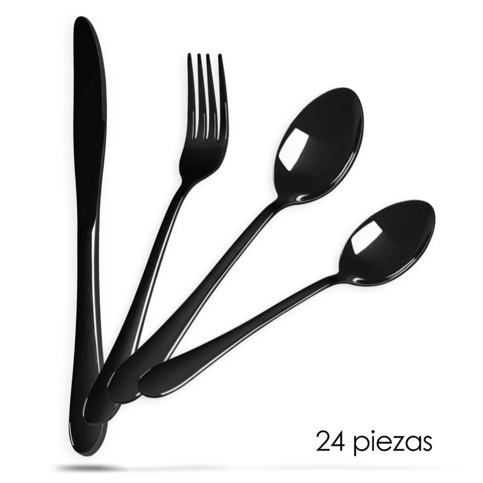 Juego de Cubiertos Chelsea Acero Inoxidable 24 piezas Negro 
