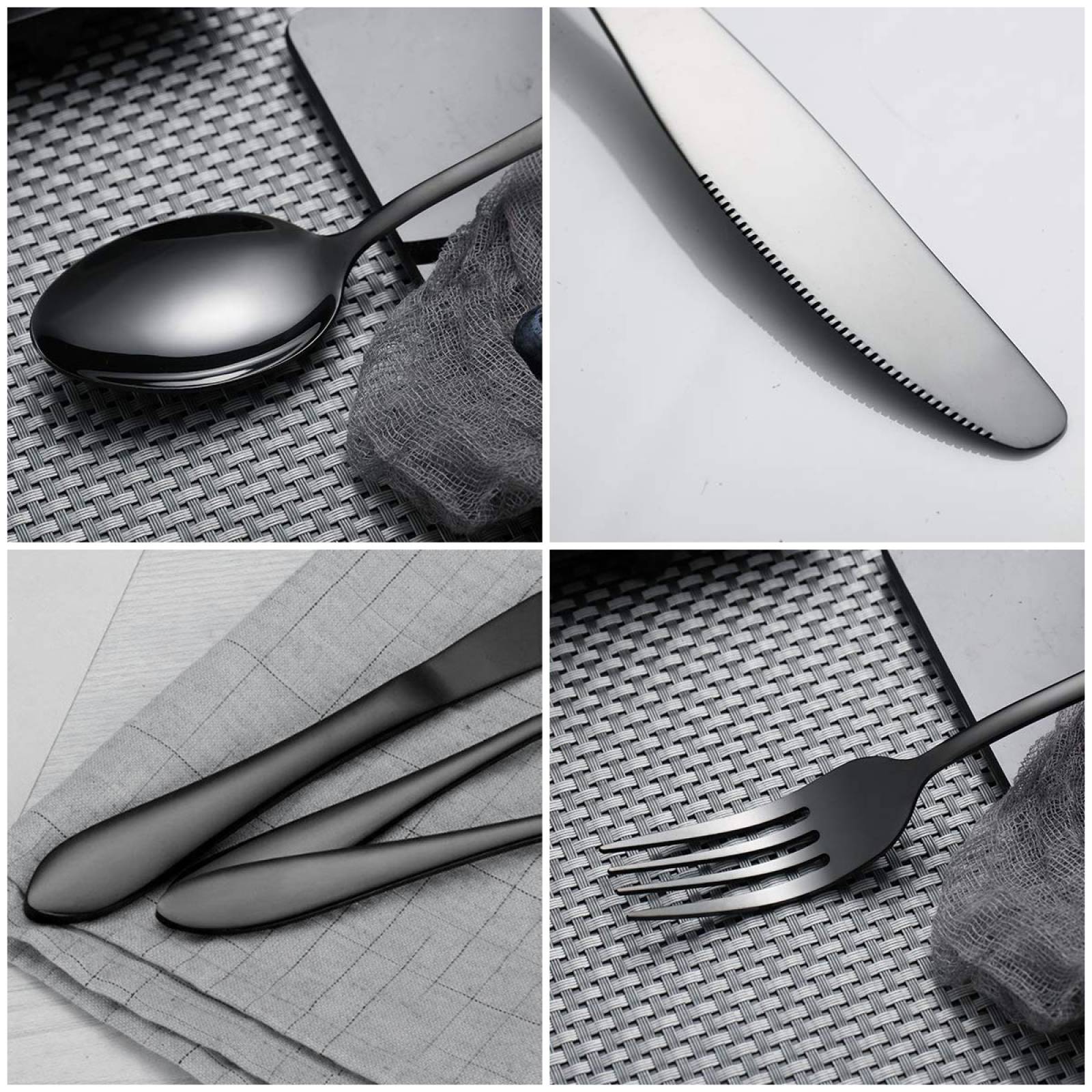 Juego de Cubiertos Chelsea Acero Inoxidable 24 piezas Negro 