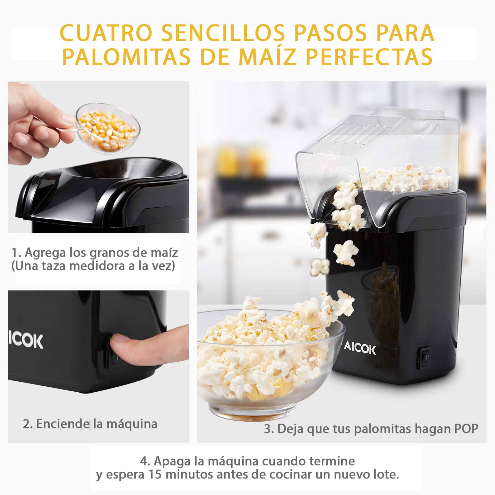 Máquina de Palomitas Aicok por Aire Caliente