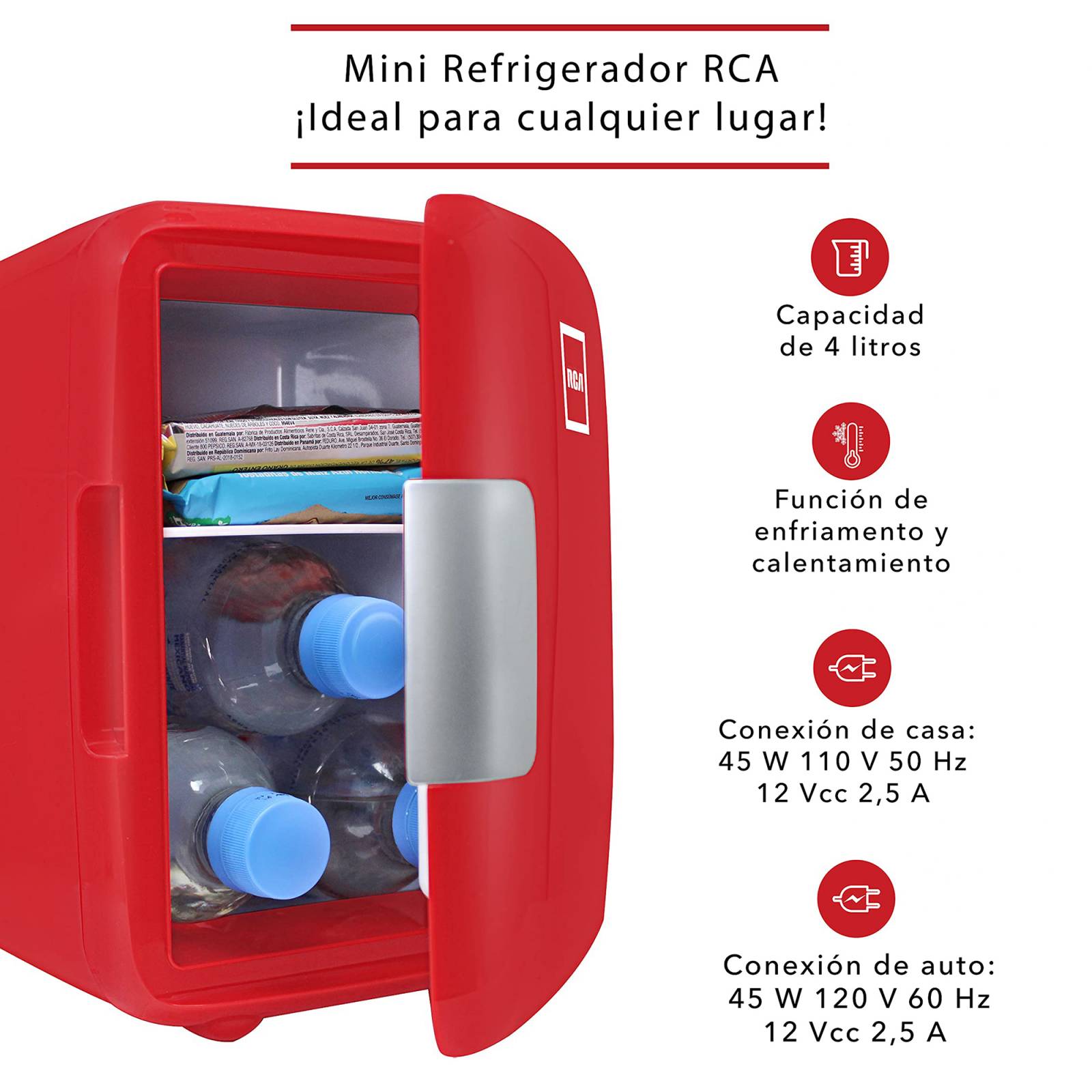 Refrigerador Mini Rca 4 Litros Portátil Rojo RC4R