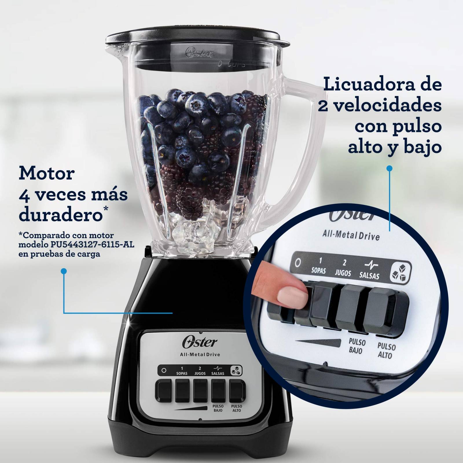 Licuadora Oster Lite Soho 15 Litros 4 Velocidades Negro