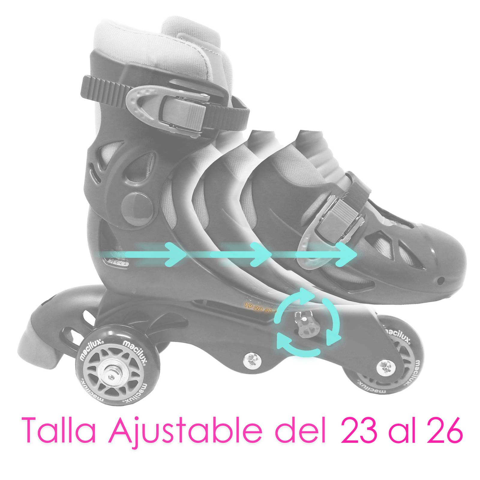 Patines en Línea 23 al 26 Casco y Rodilleras Azur