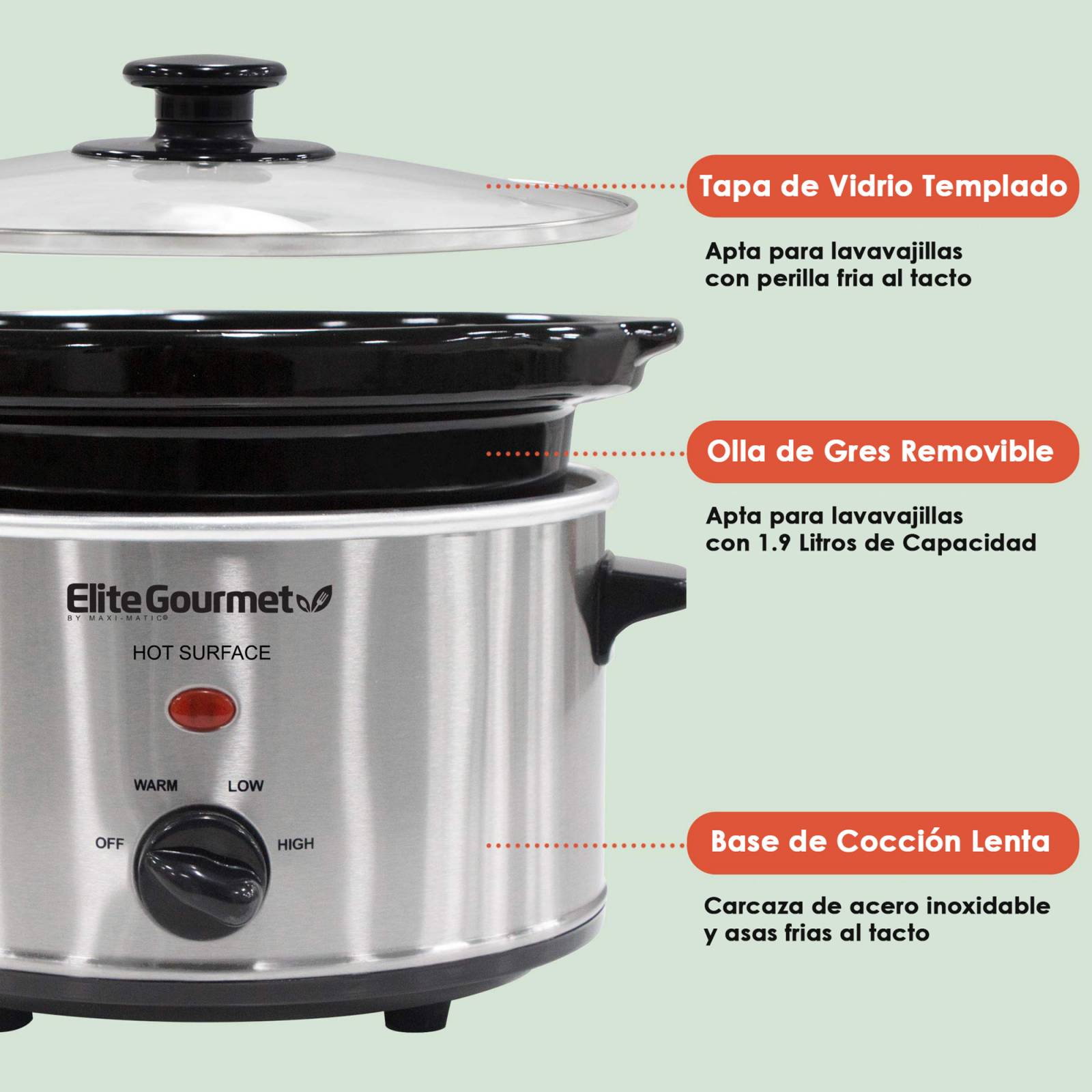 Olla de Cocción Lenta Elite 2Qt MST 350B