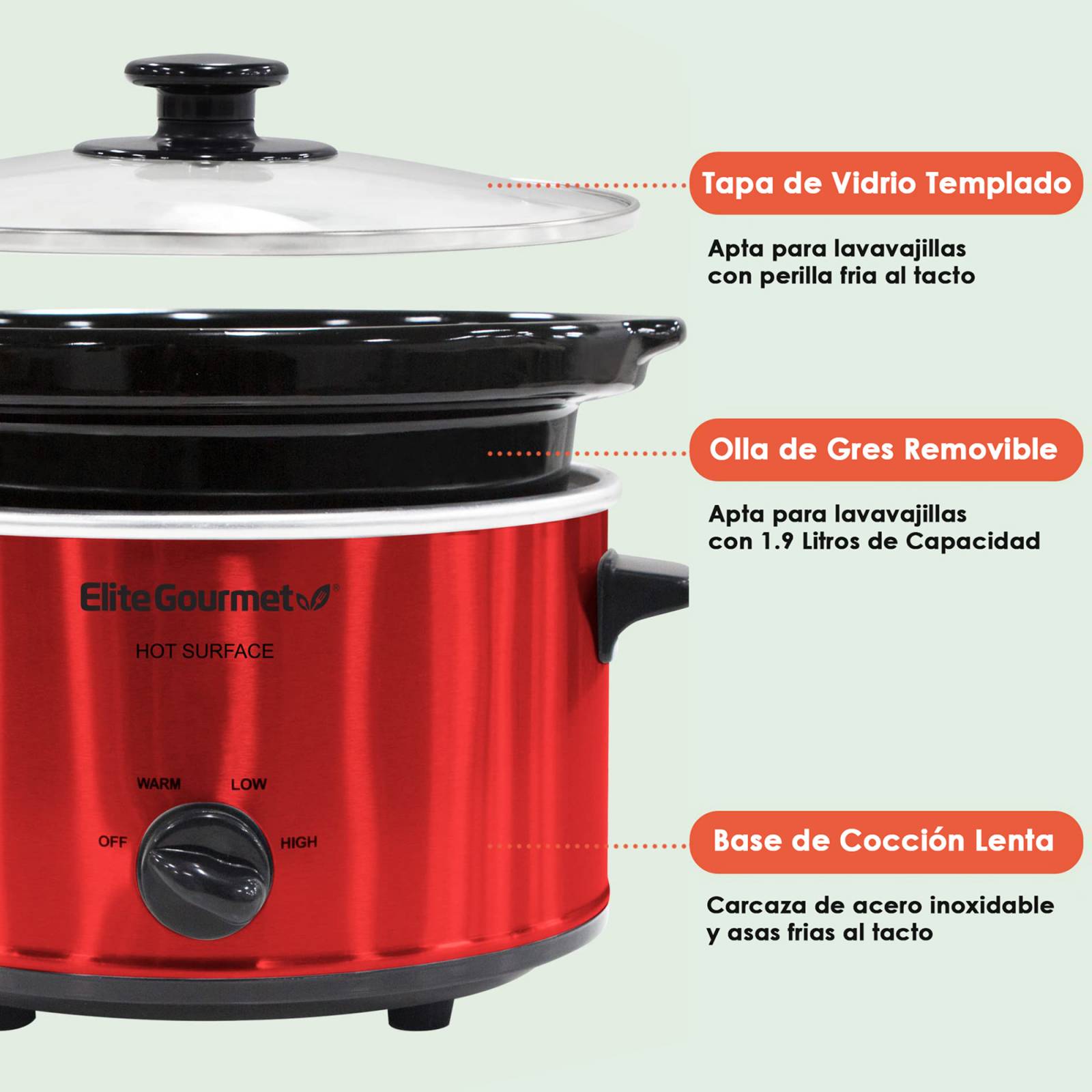 Olla de Cocción Lenta Elite 2Qt MST 275XR