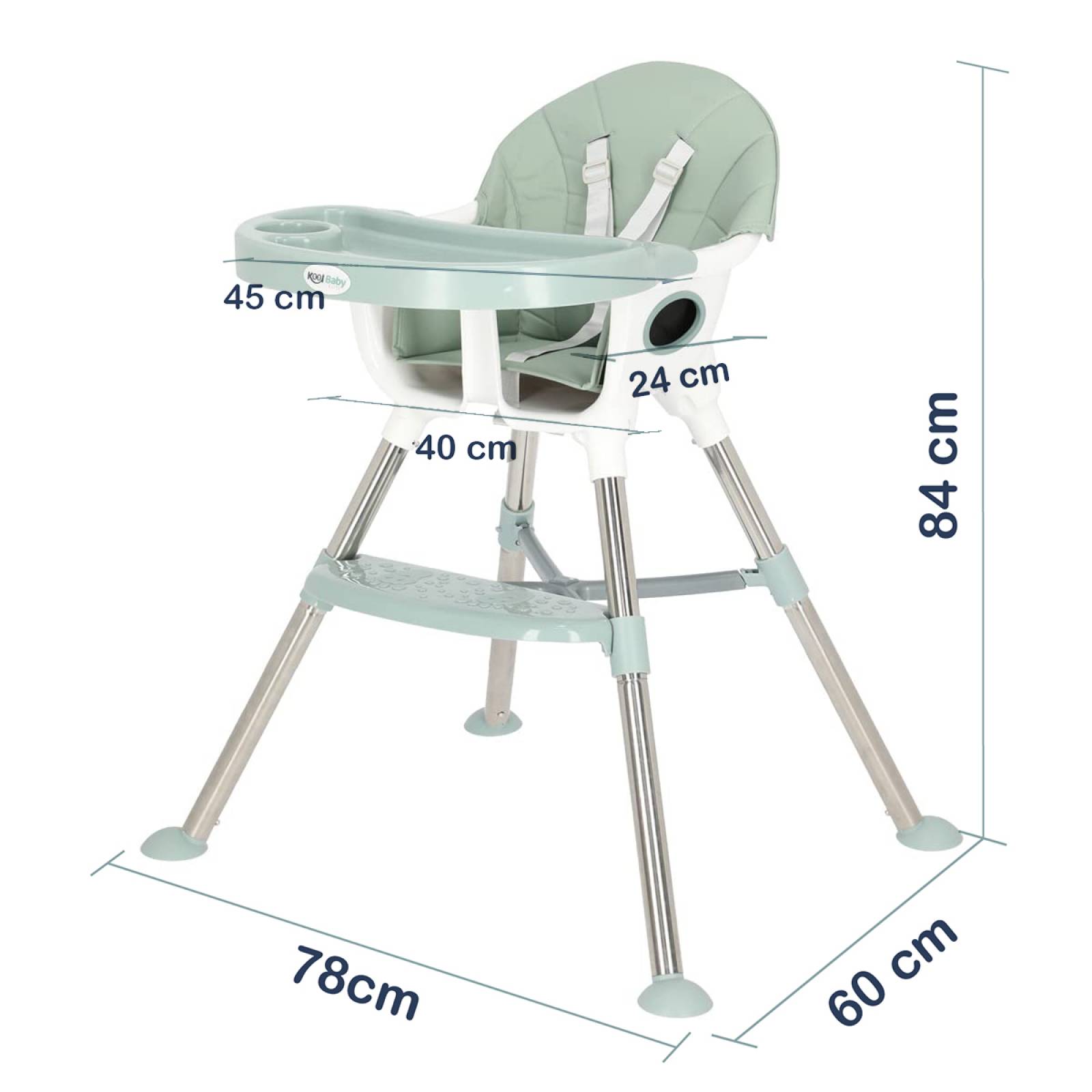 Silla Alta para Bebe Kool Baby ELITE Verde