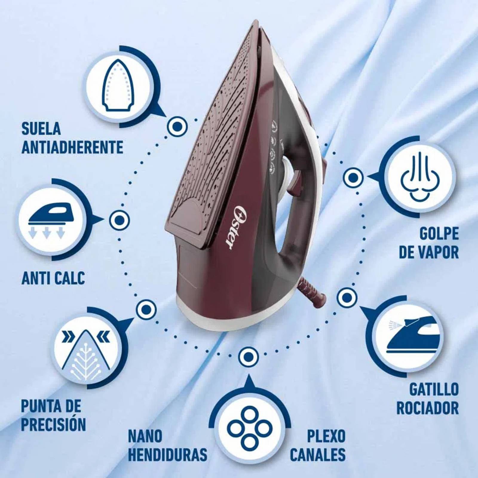 Plancha de Vapor Antiadherente Oster Durable Terracota