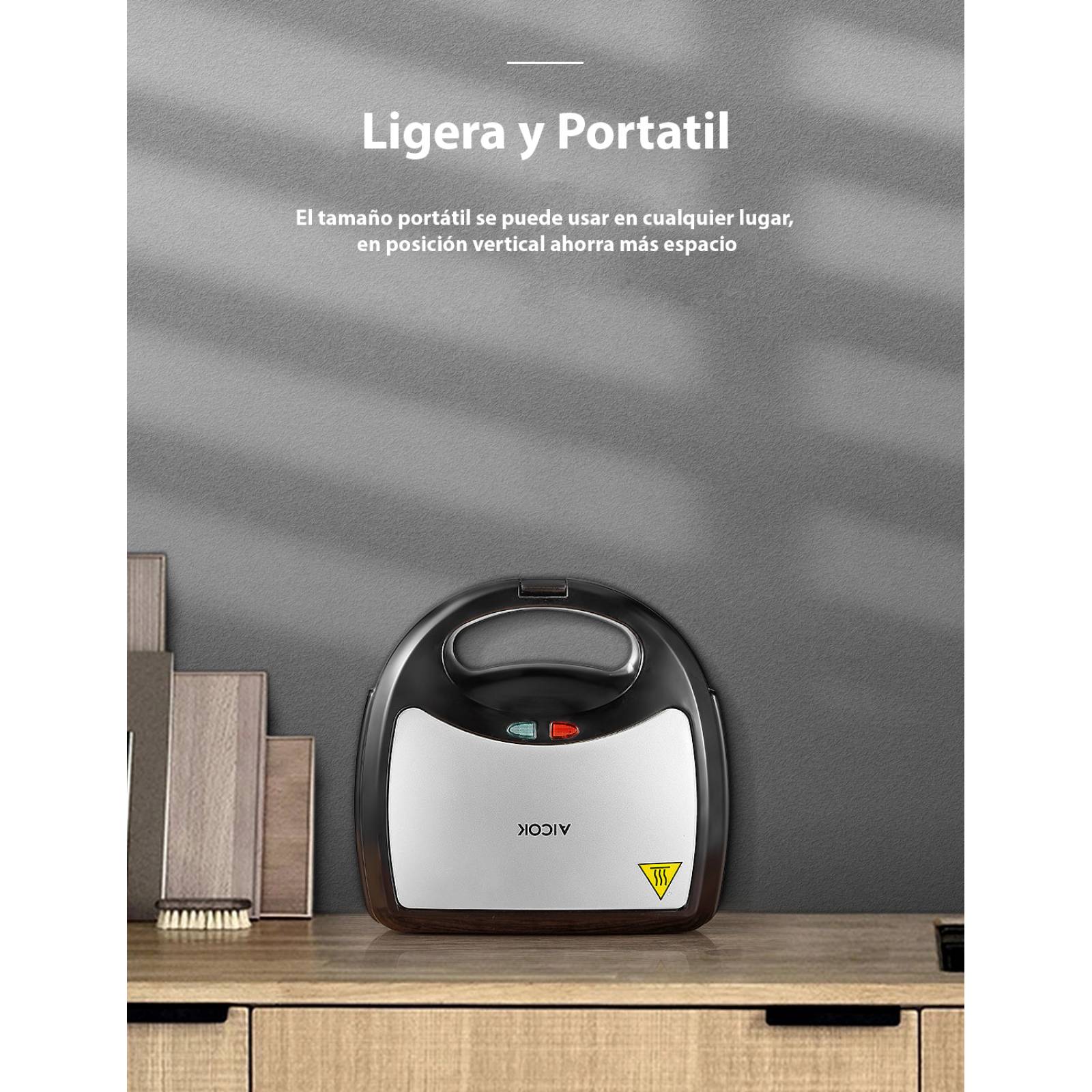 Sandwichera Aicok 3 en 1 con Placas Intercambiables