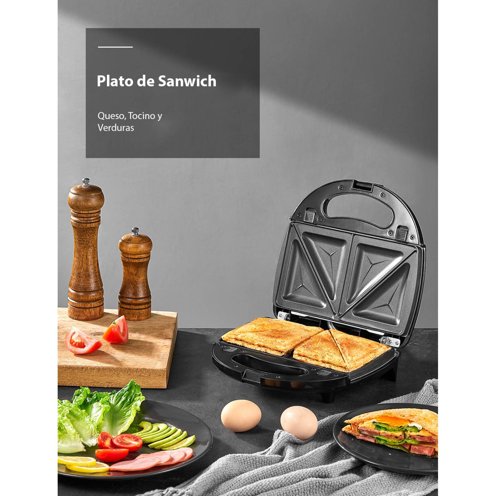 Sandwichera Aicok 3 en 1 con Placas Intercambiables