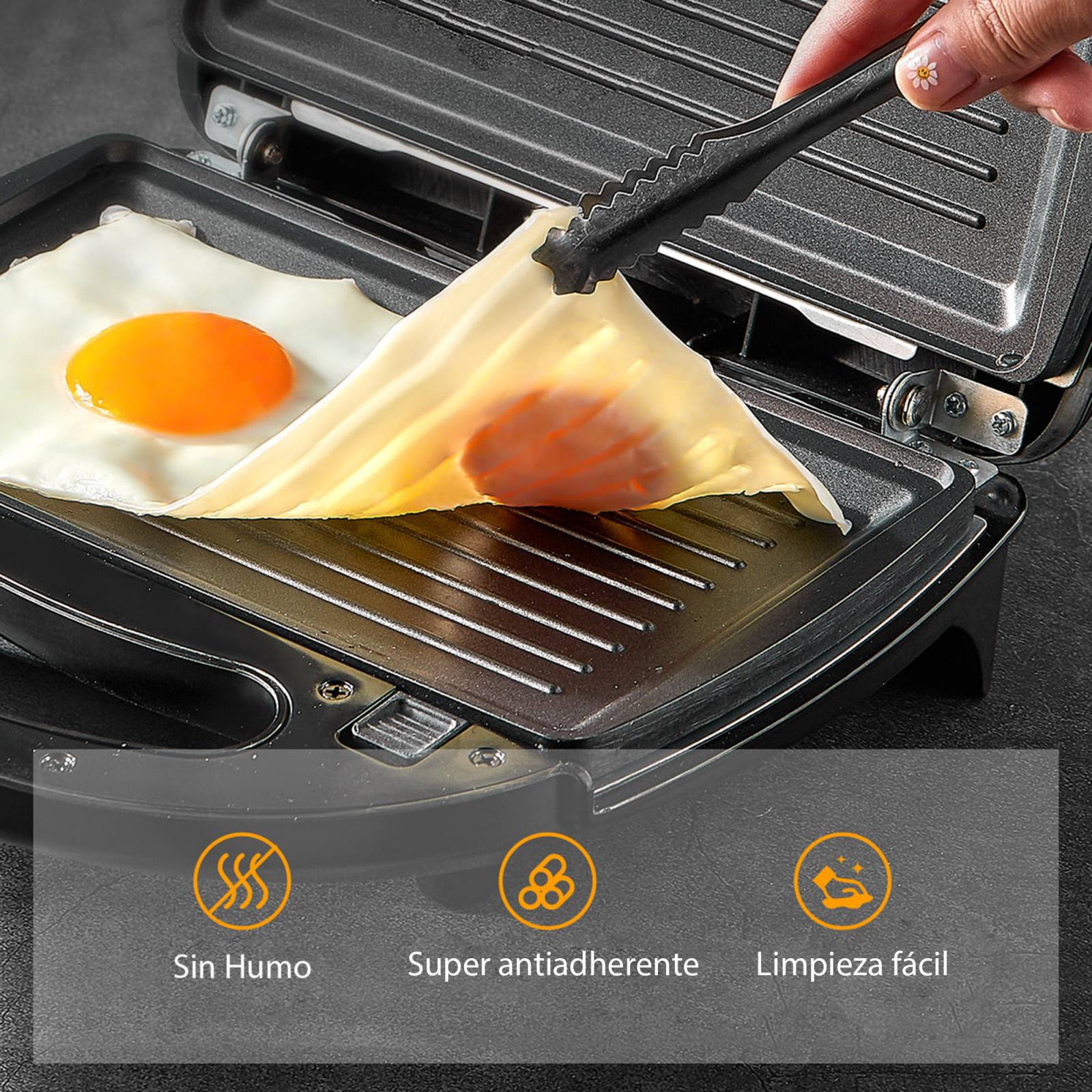 Sandwichera Aicok 3 en 1 con Placas Intercambiables