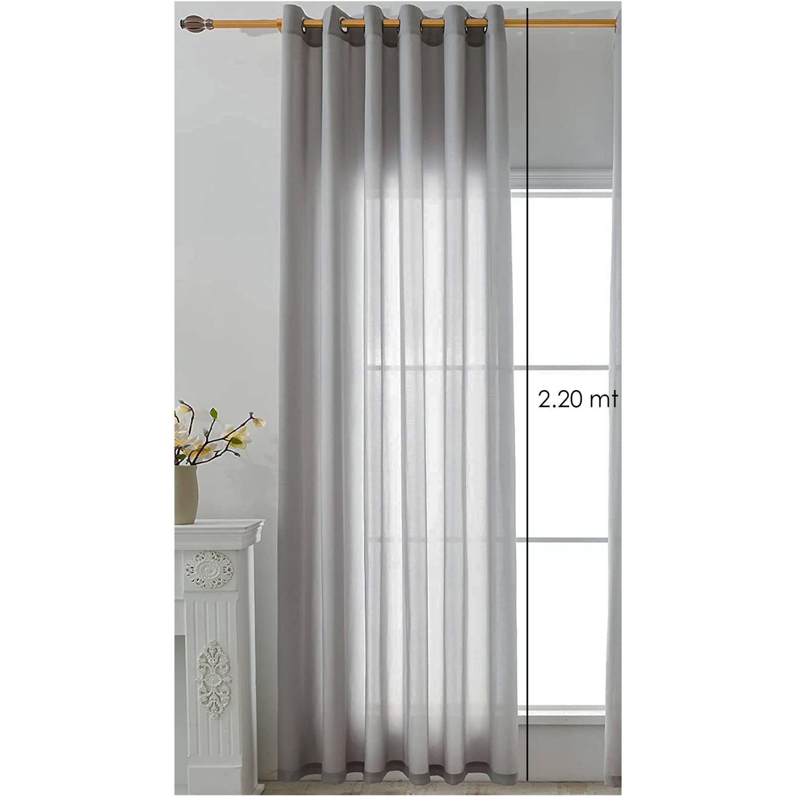 Cortinas Traslucidas Gris con Argollas 140 X 220