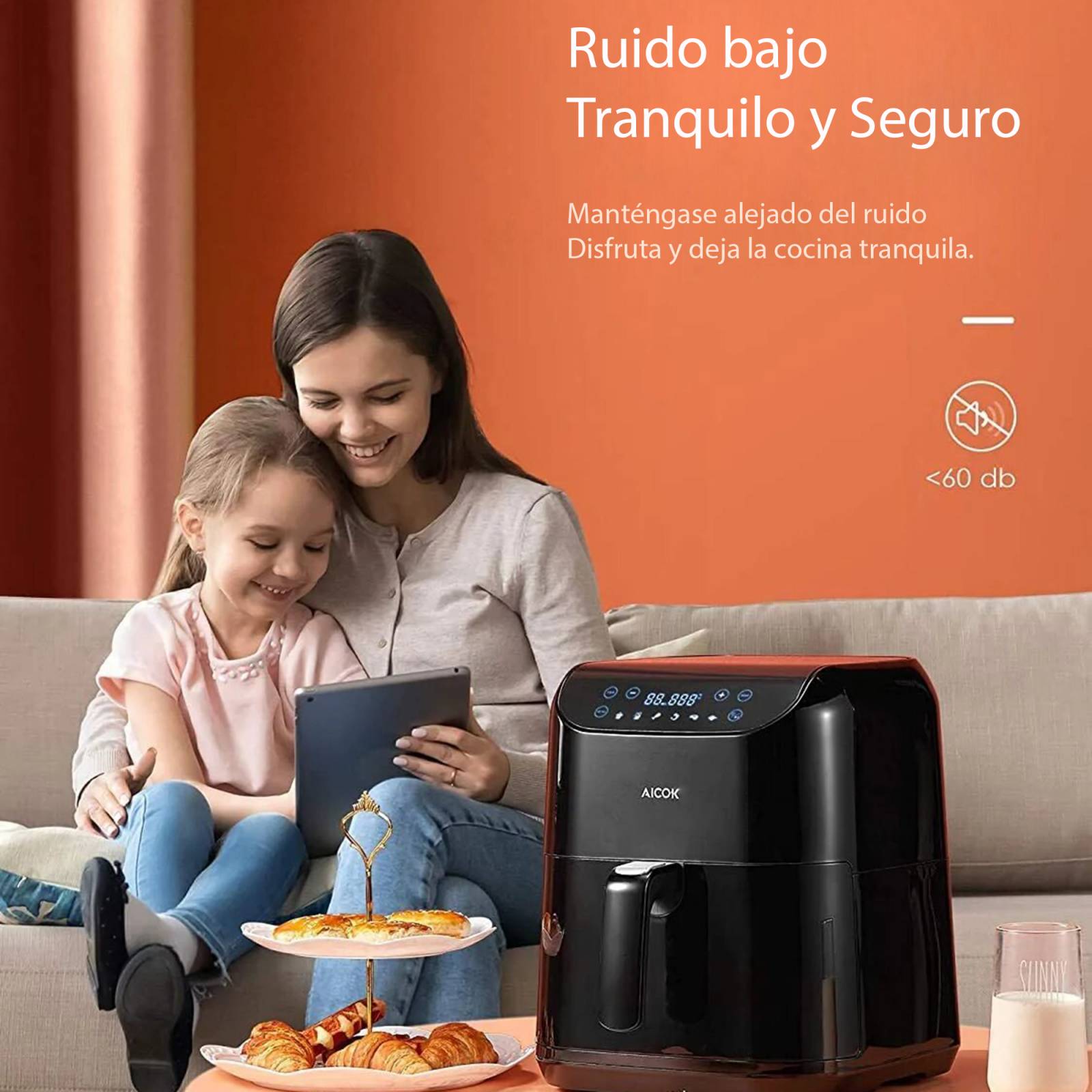 Freidora de aire Aicok 55L 6 programas panel táctil