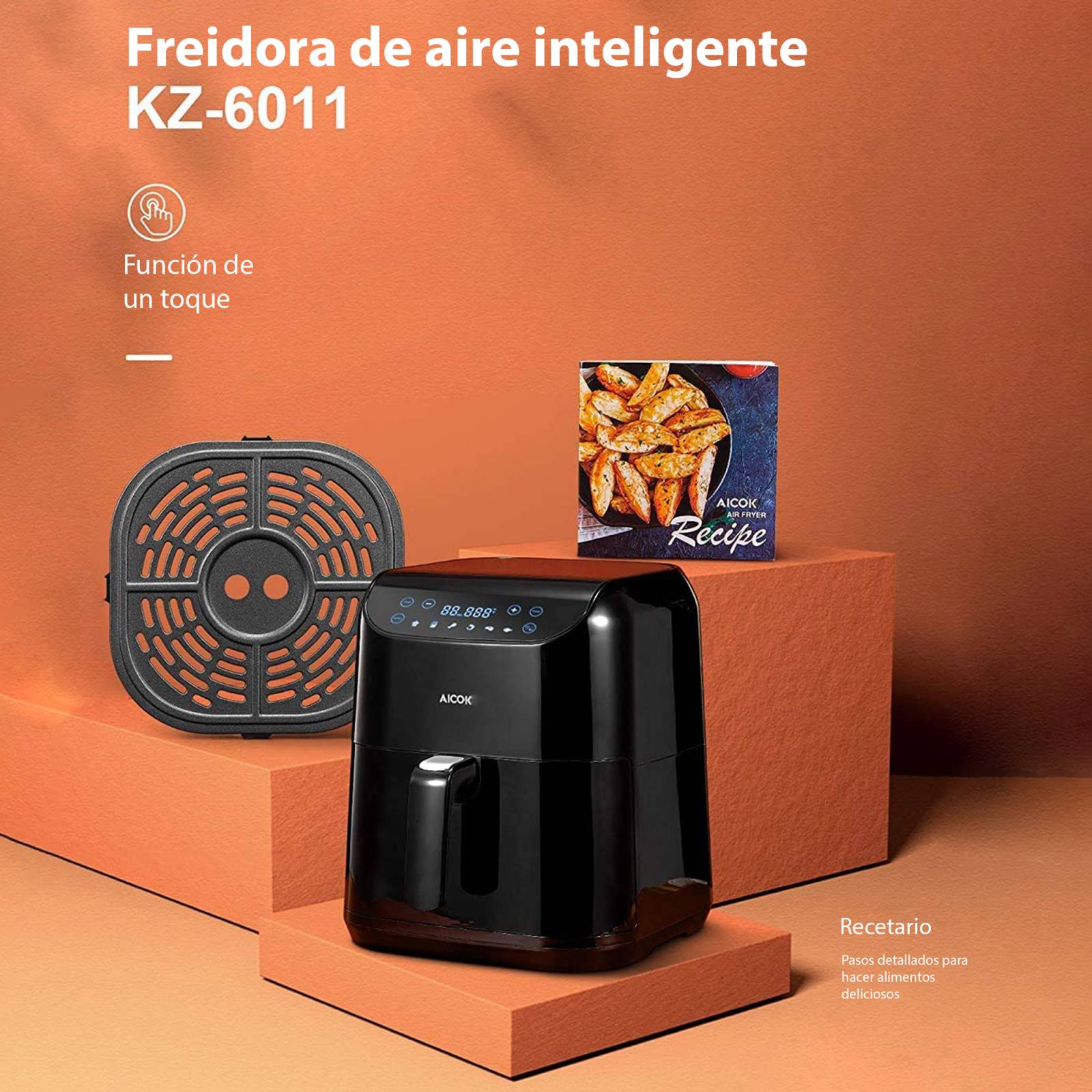 Freidora de aire Aicok 55L 6 programas panel táctil