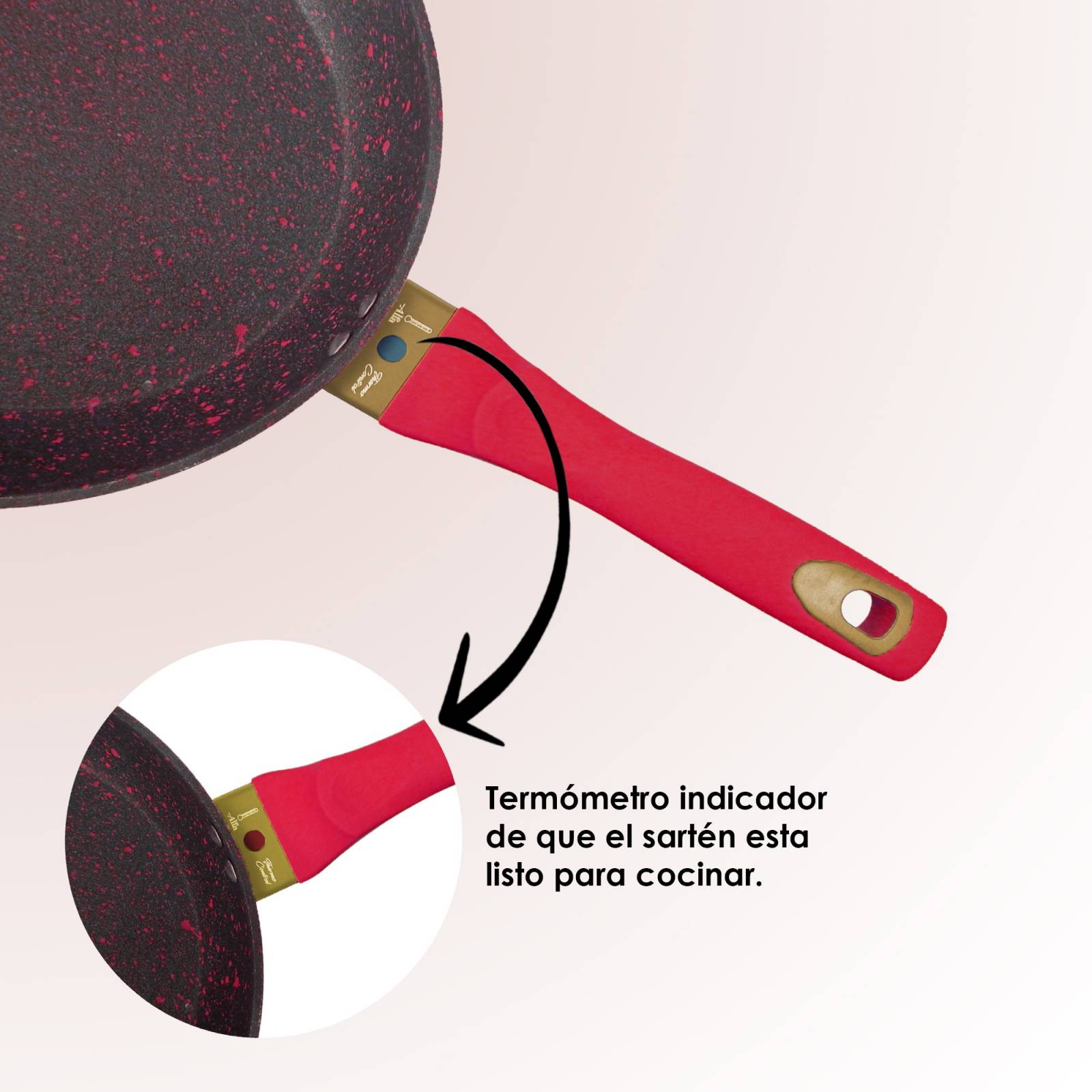 Sartenes Fibra de Carbón Rojo 45mm Inducción   J0038
