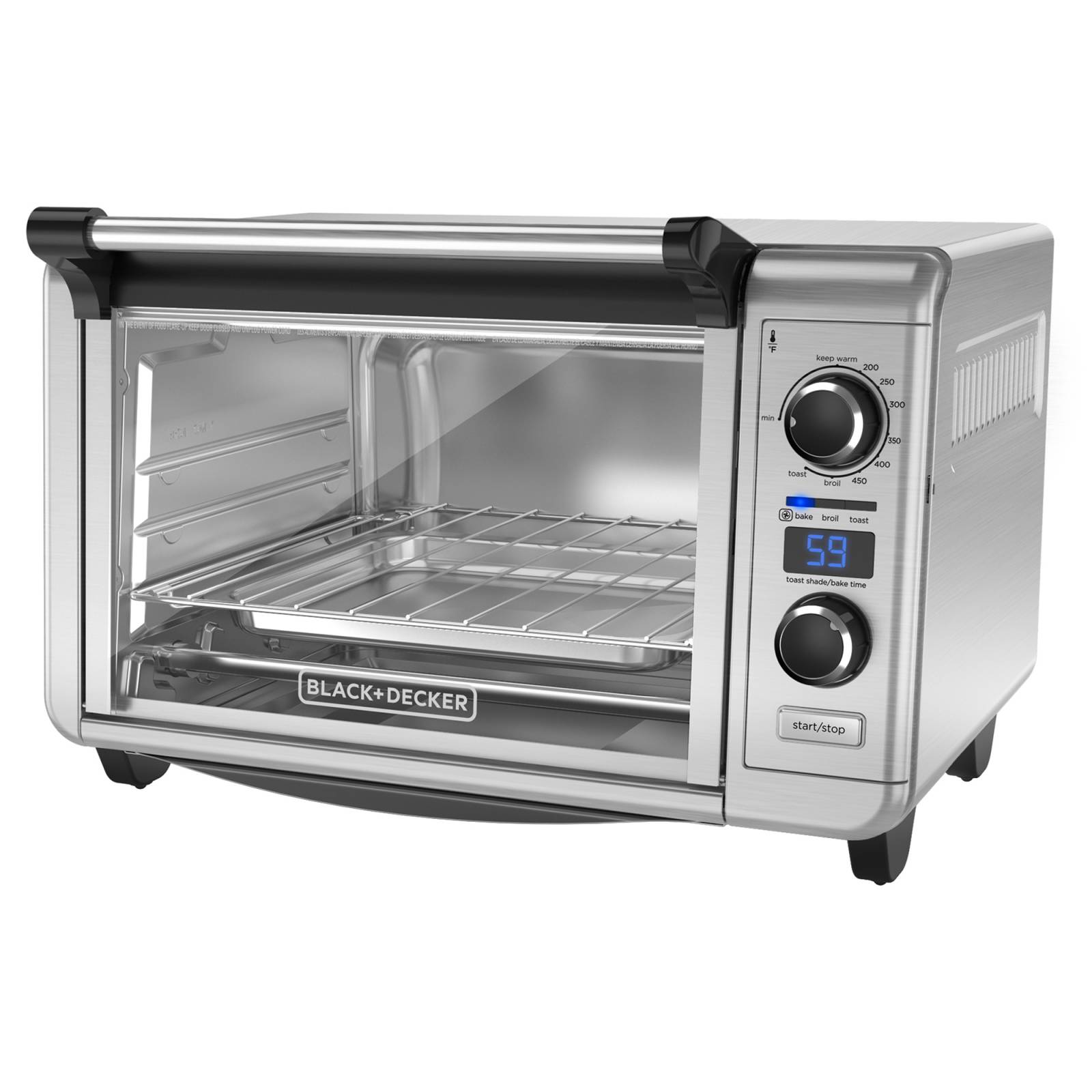 BLACK+DECKER Crisp 'N Bake TO3215SS, horno tostador de acero inoxidable, 6  rebanadas