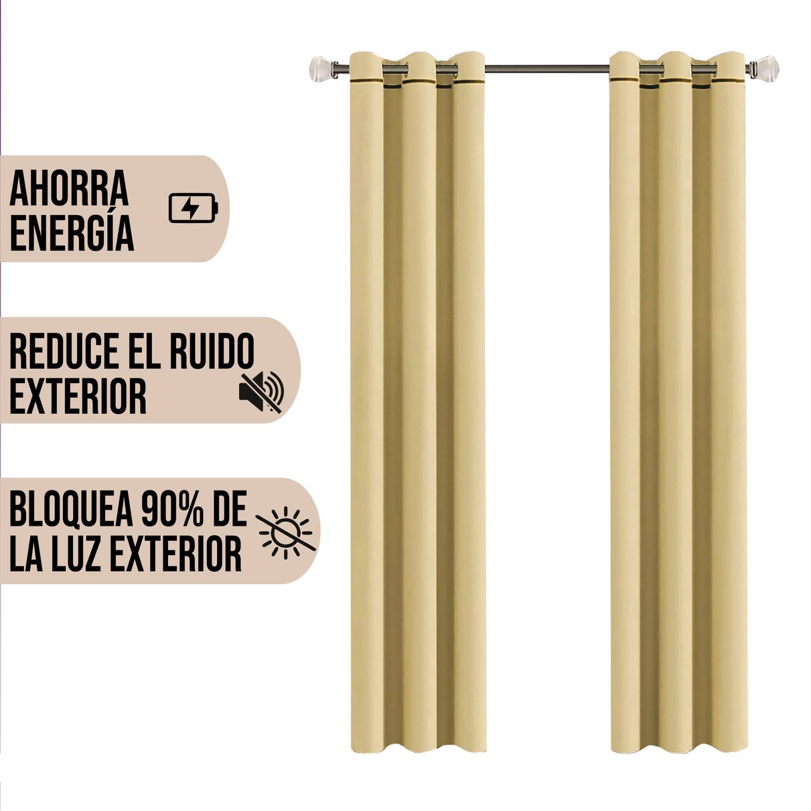 Juego de Cortinas Black Out 275 X 220 Gruesas Con Argollas