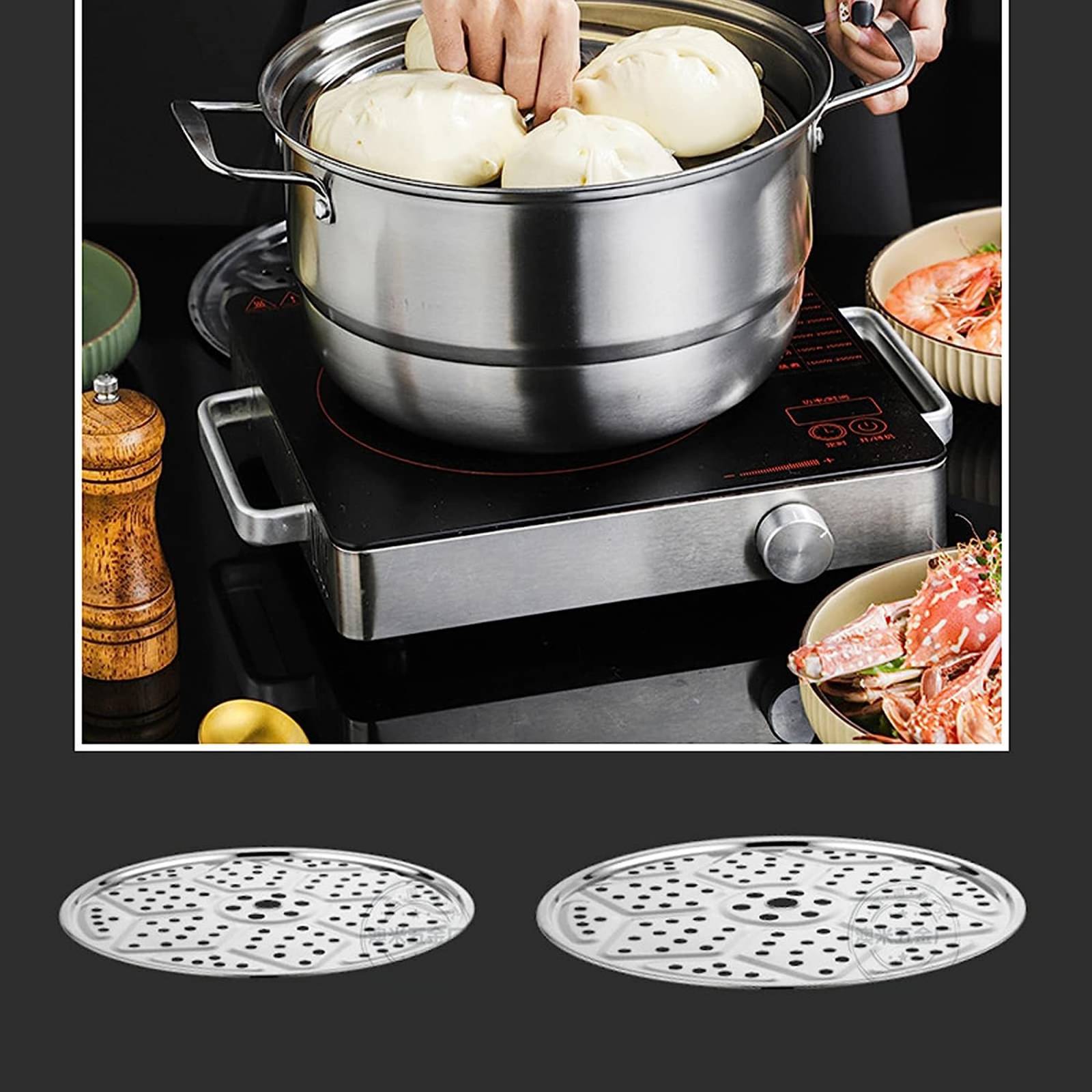 Juego de Ollas Vaporeras Acero Inox 2 Niveles