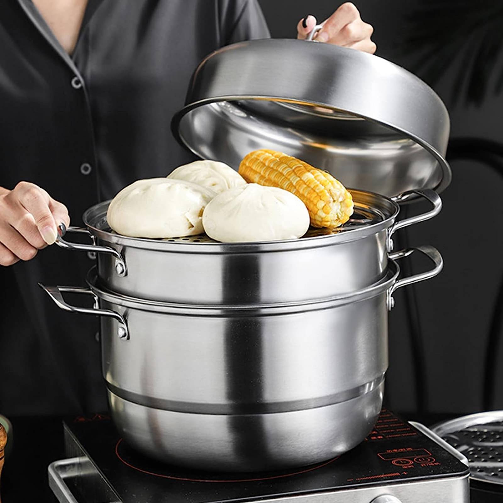 Juego de Ollas Vaporeras Acero Inox 2 Niveles