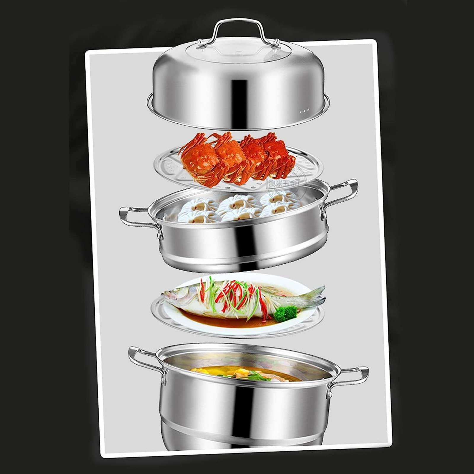 Juego de Ollas Vaporeras Acero Inox 2 Niveles