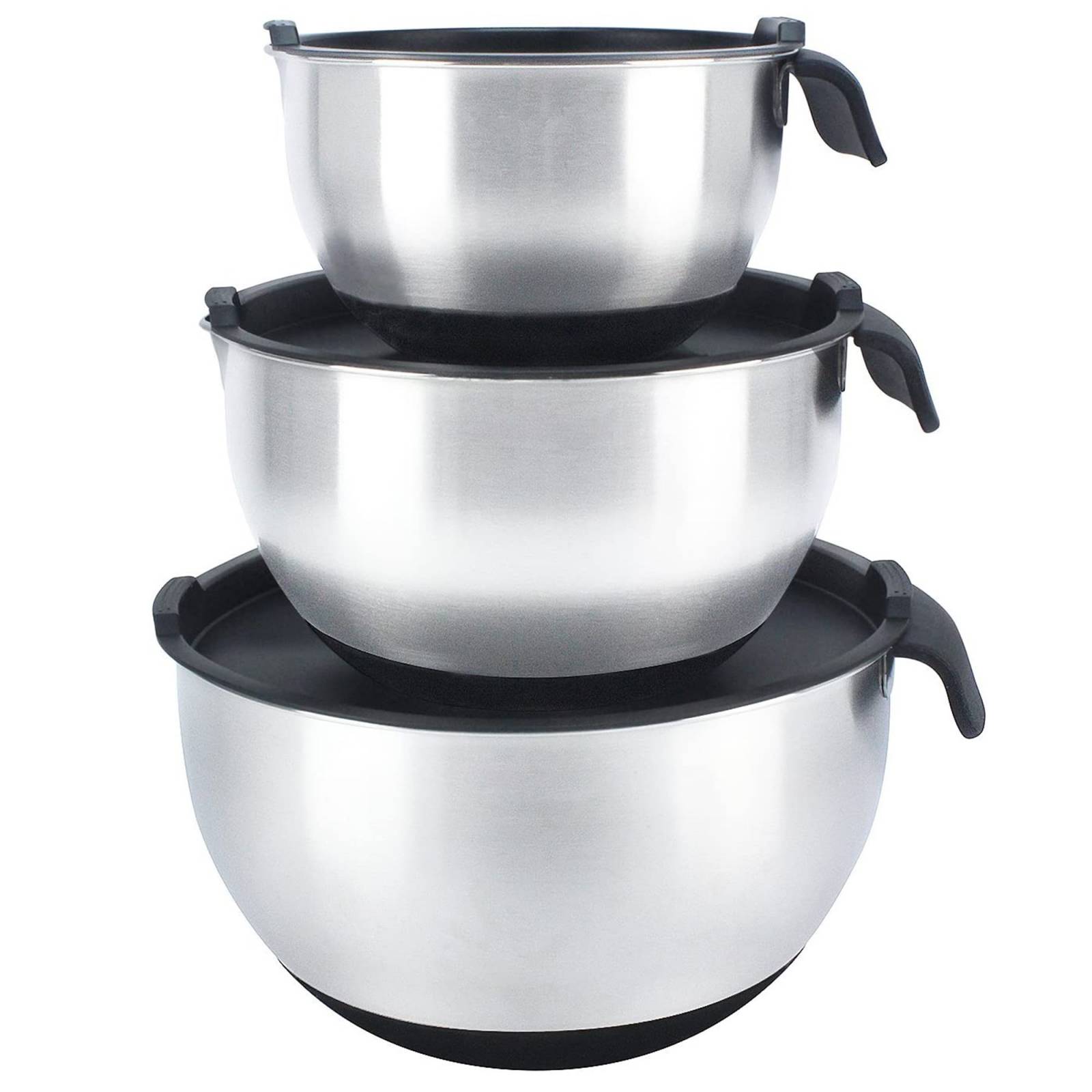 Juego de 3 Tazones de Acero Inox con Tapa y Rayadores