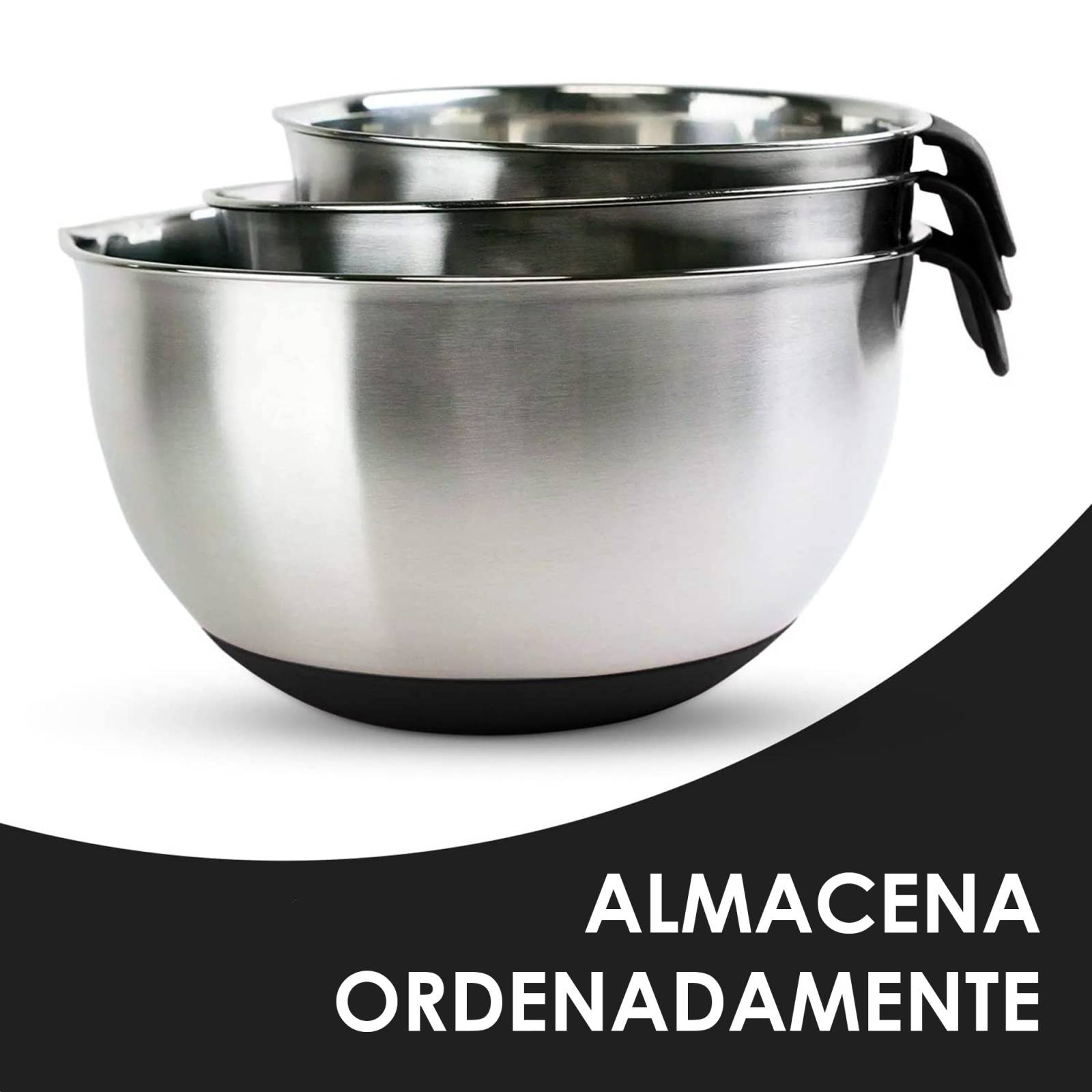 Juego de 3 Tazones de Acero Inox con Tapa y Rayadores