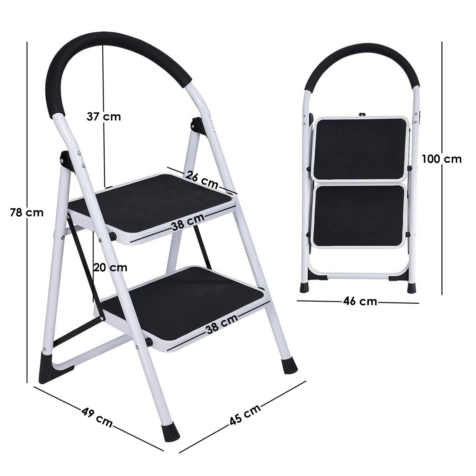 Escalera plegable 2 peldaños Aquila 150 Kg Antiderrapante