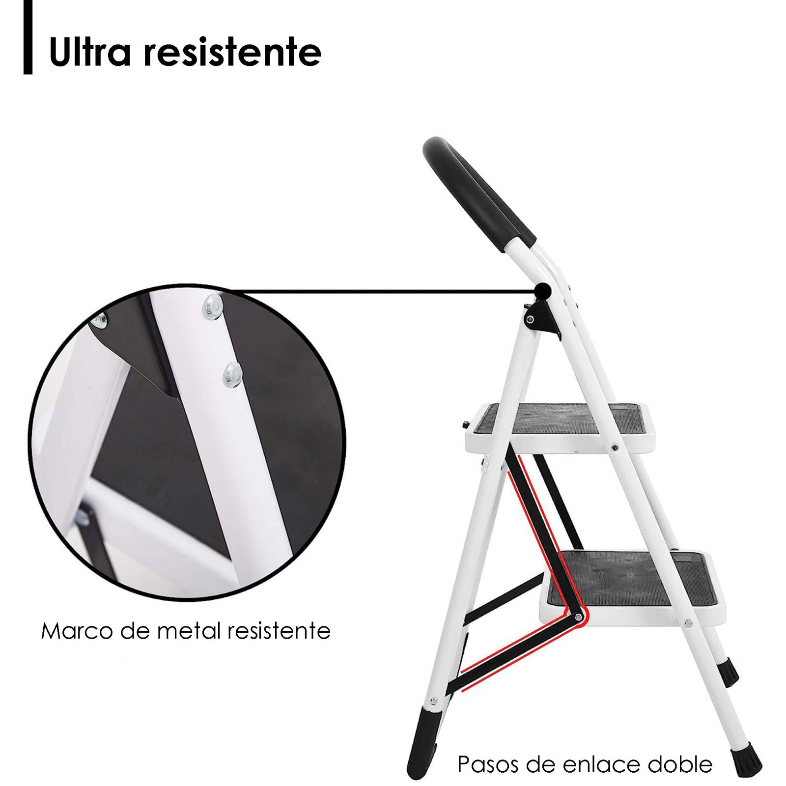 Escalera plegable 2 peldaños Aquila 150 Kg Antiderrapante
