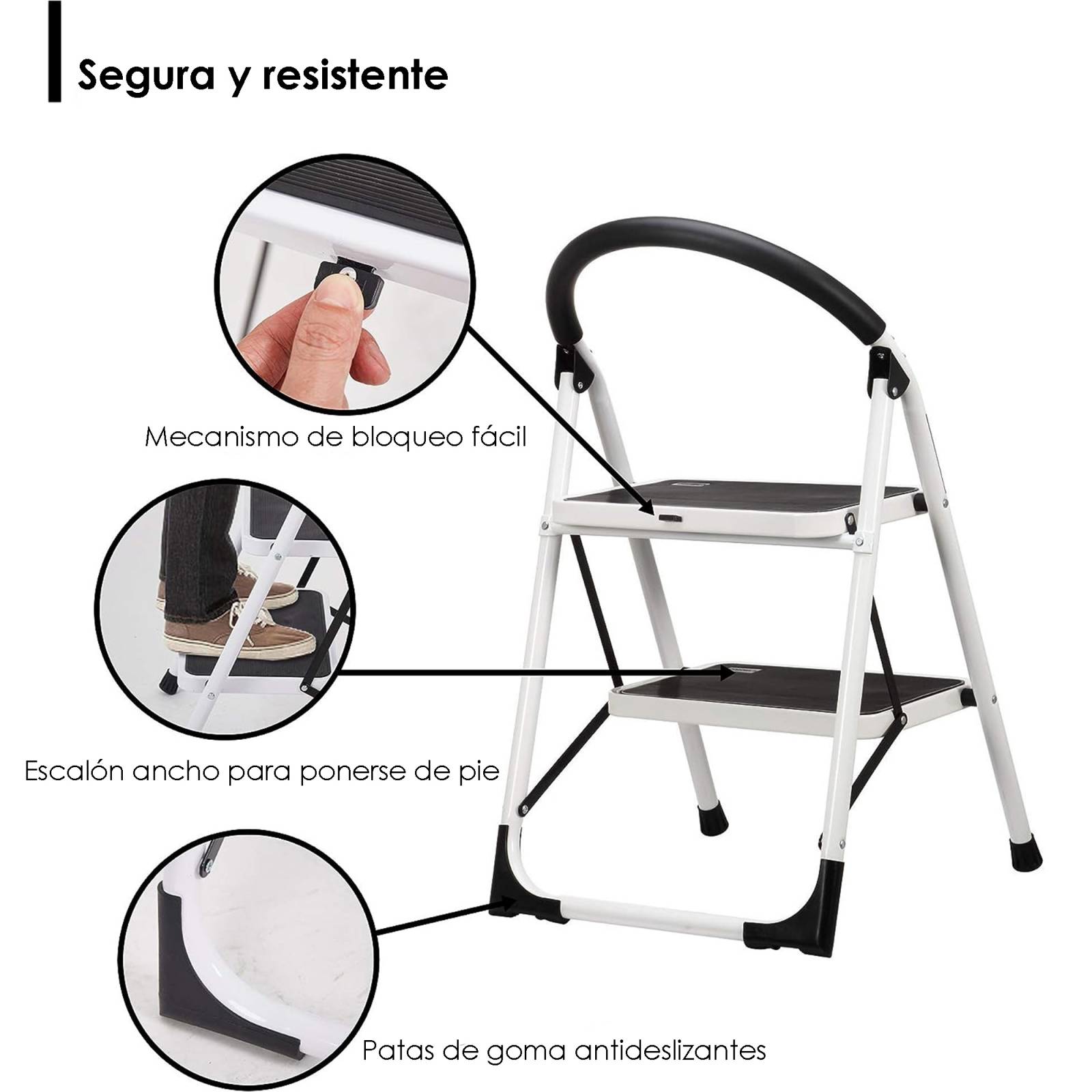 Escalera plegable 2 peldaños Aquila 150 Kg Antiderrapante