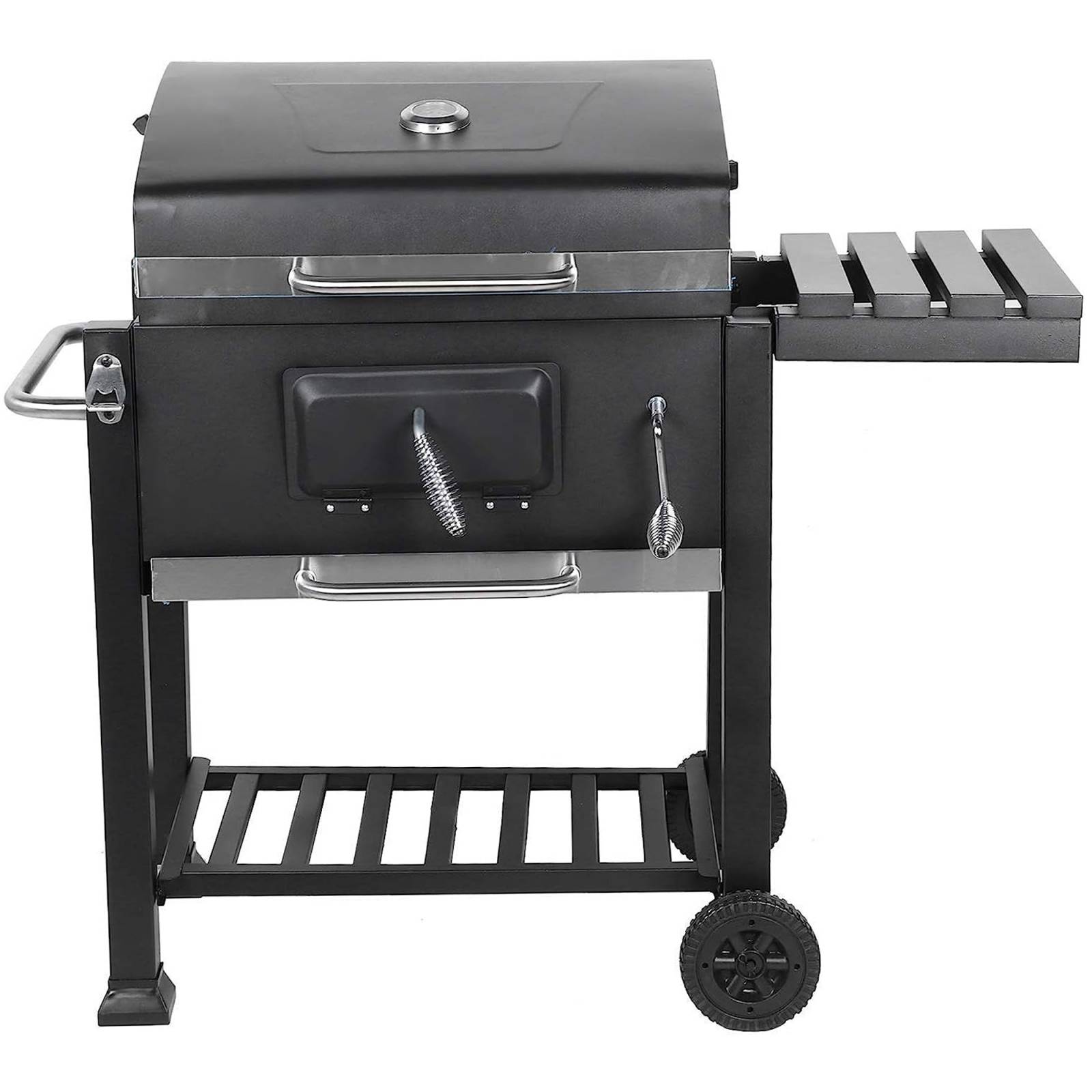 Asador de Hierro Deluxe con Ruedas y Mesa Lateral