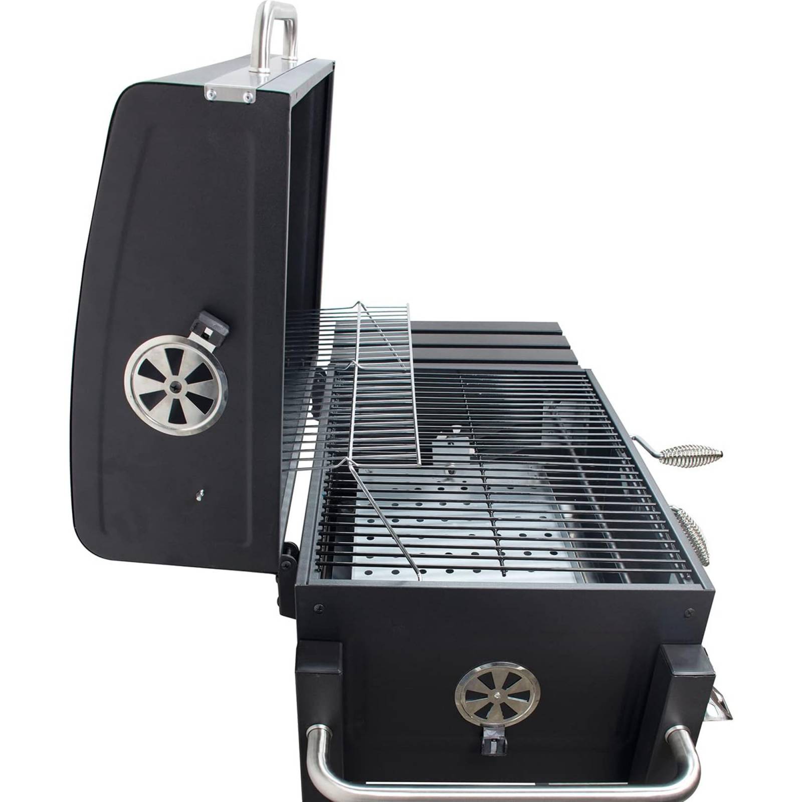 Asador de Hierro Deluxe con Ruedas y Mesa Lateral