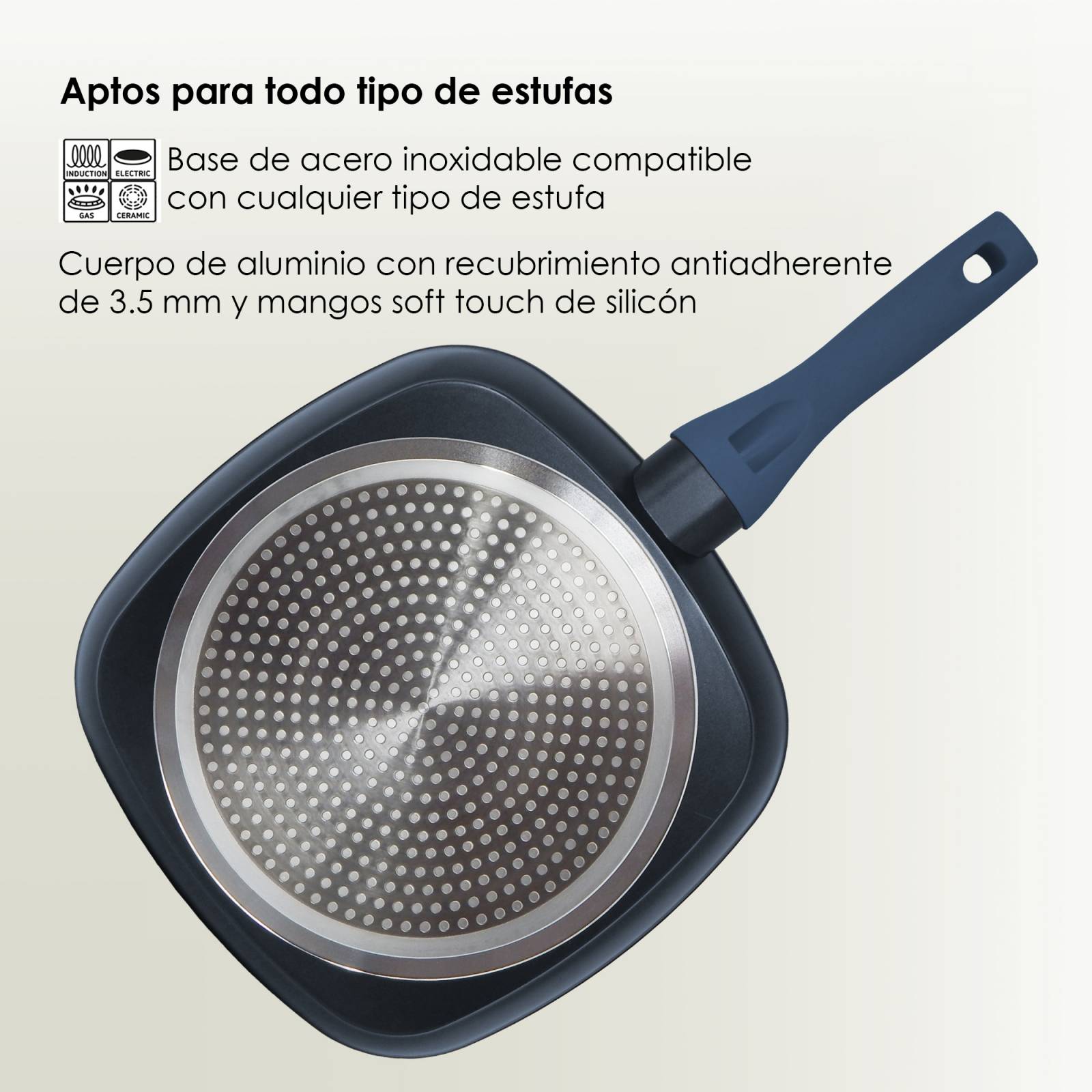 Juego de 2 Sartenes y Grill Alfa 20 24 y 28cm Cerámica