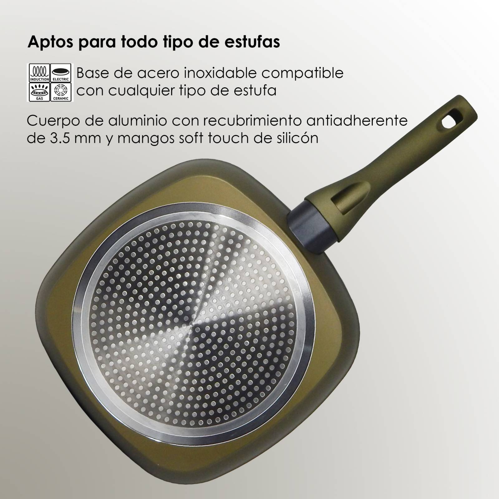 Juego de 2 Sartenes y Grill Alfa 20 24 y 28cm Cerámica