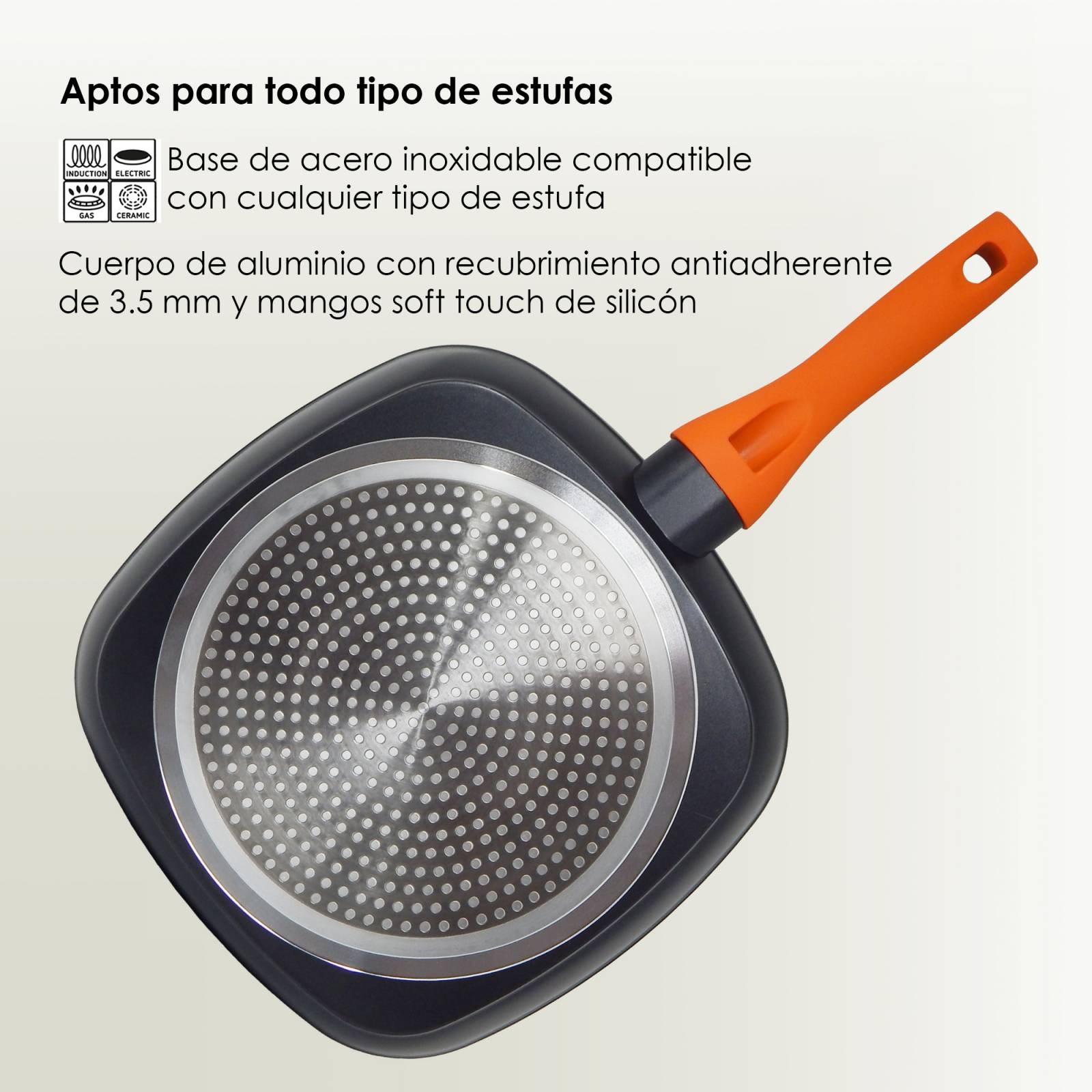 Juego de 2 Sartenes y Grill Alfa 20 24 y 28cm Cerámica