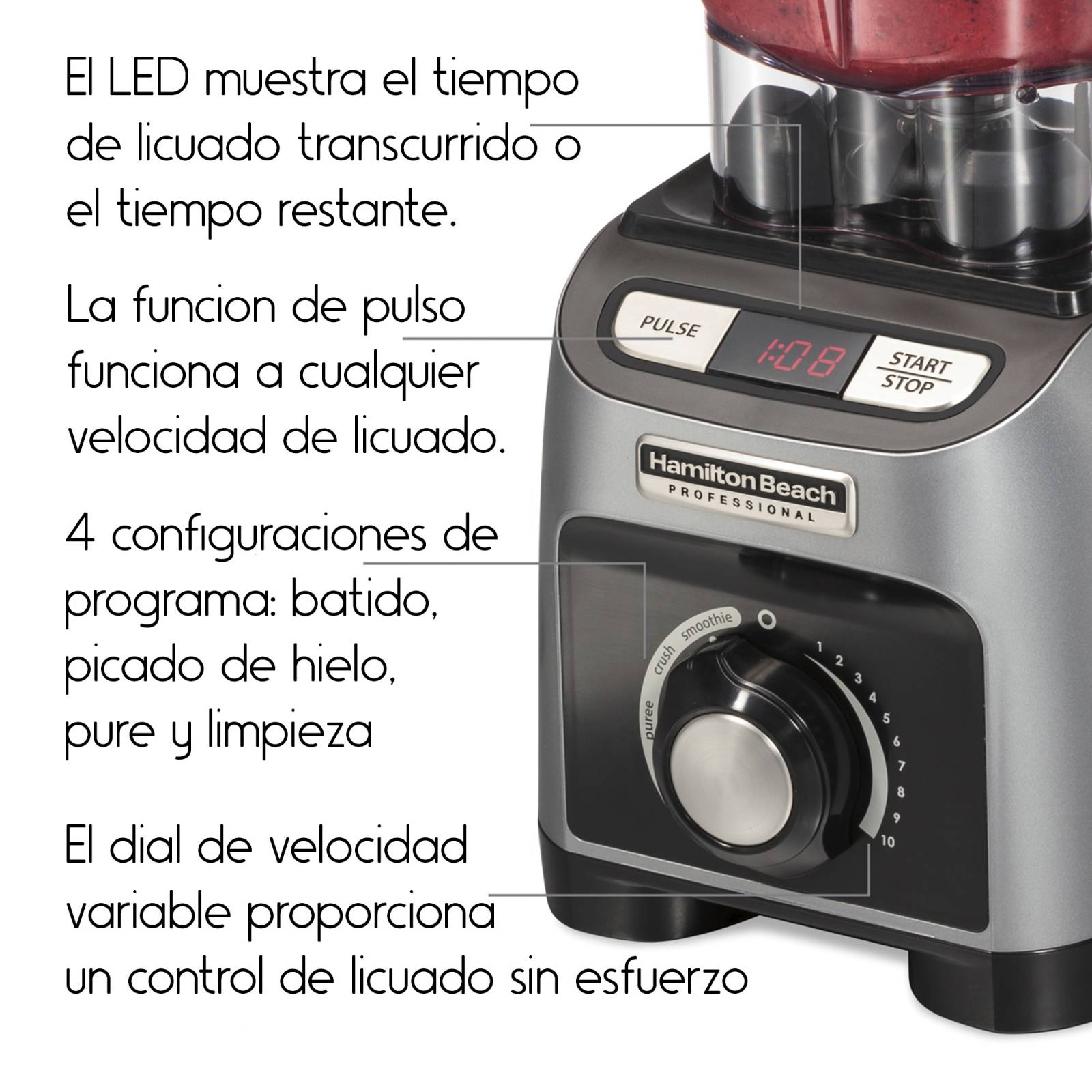 Licuadora Prof Programable HamiltonBeach 24 Caballos Fuerza