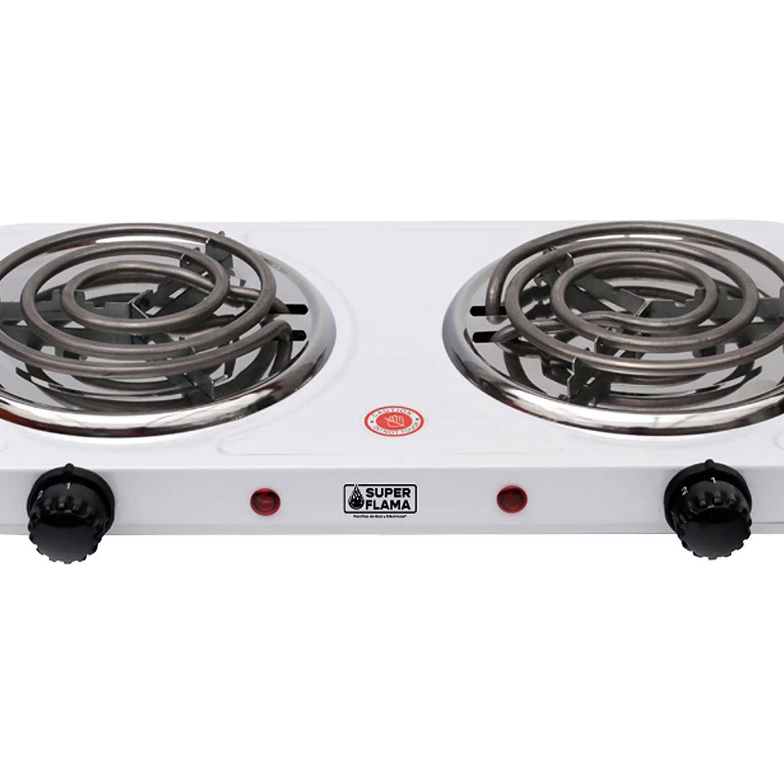 Parrilla Eléctrica 2 Quemadores Blanca Súper Flama 1500 W