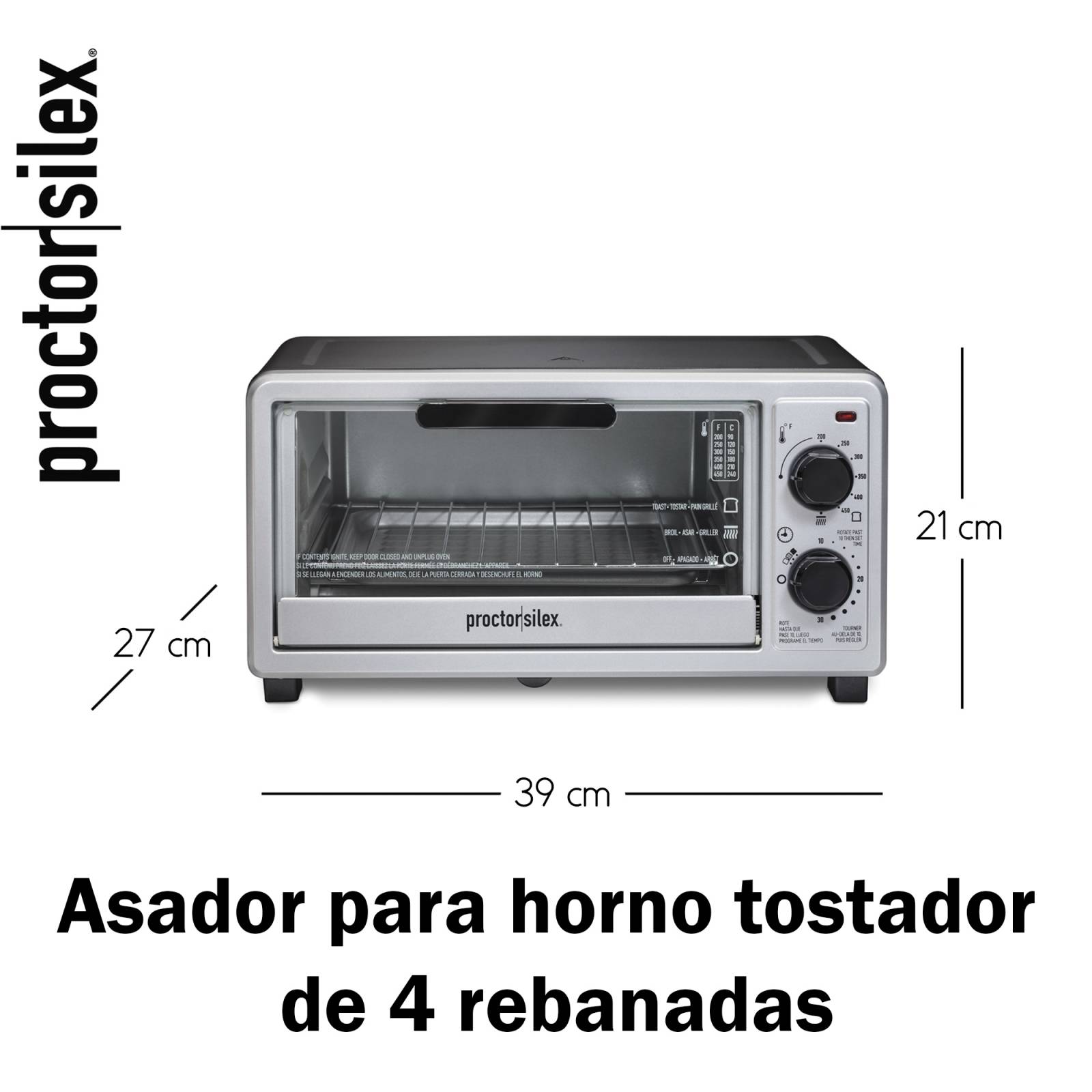 Horno Tostador Proctor Silex 4 Rebanadas Plata   Negro 31260