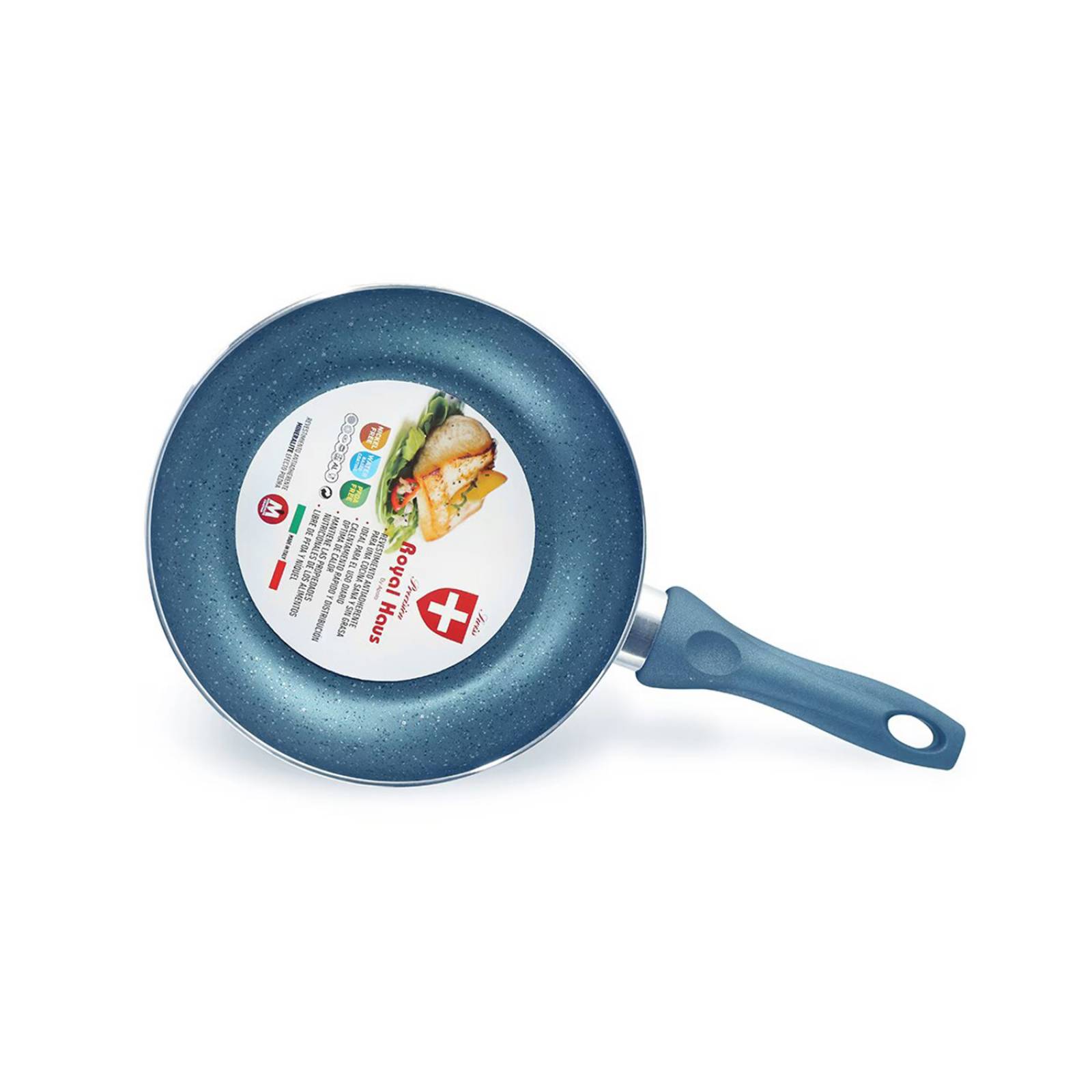 JUEGO DE 3 SARTENES ANTIADHERENTES ROYAL HAUS COLOR AZUL.