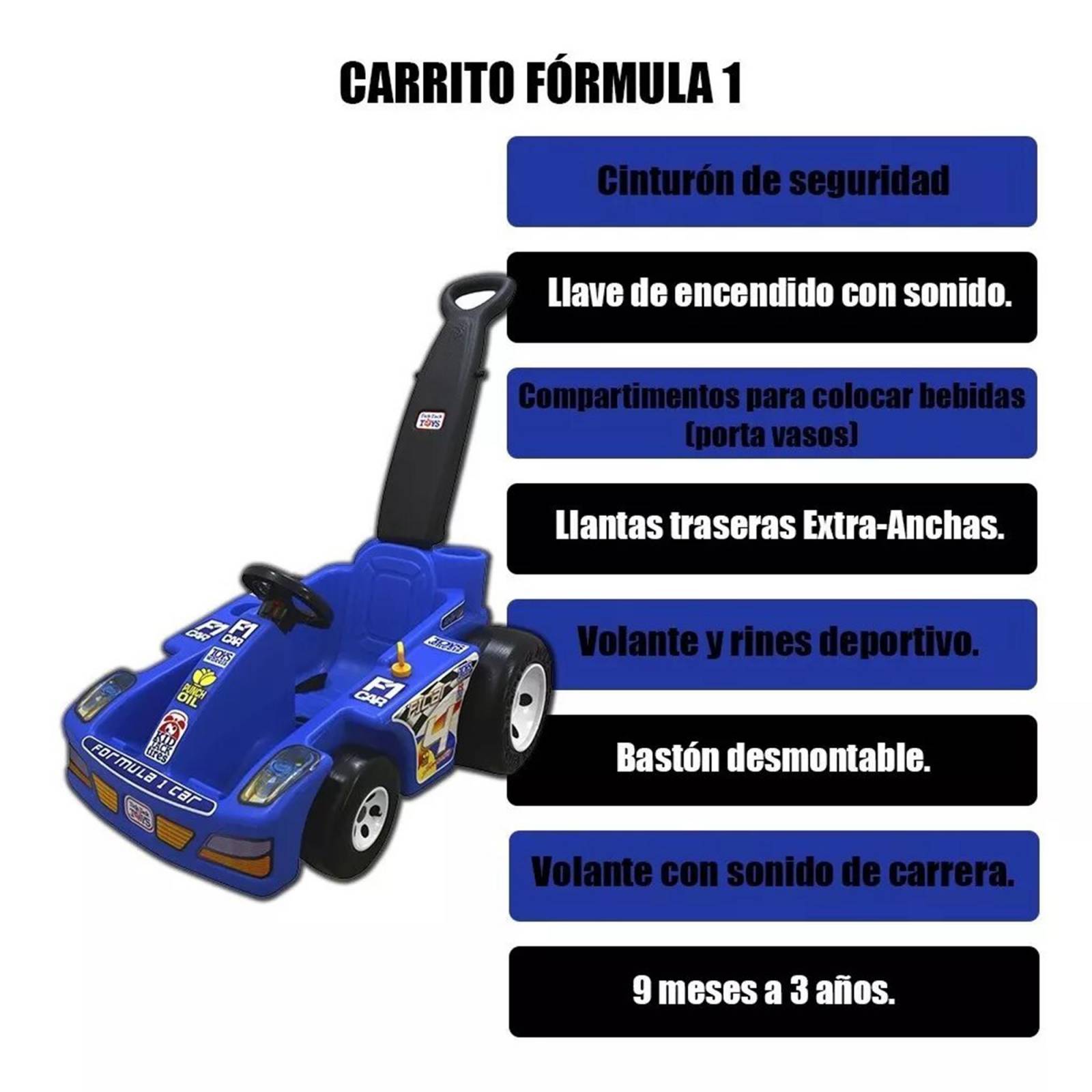 Carrito Montable F1 Modelo 58119 1 a 3 años con Sonido.