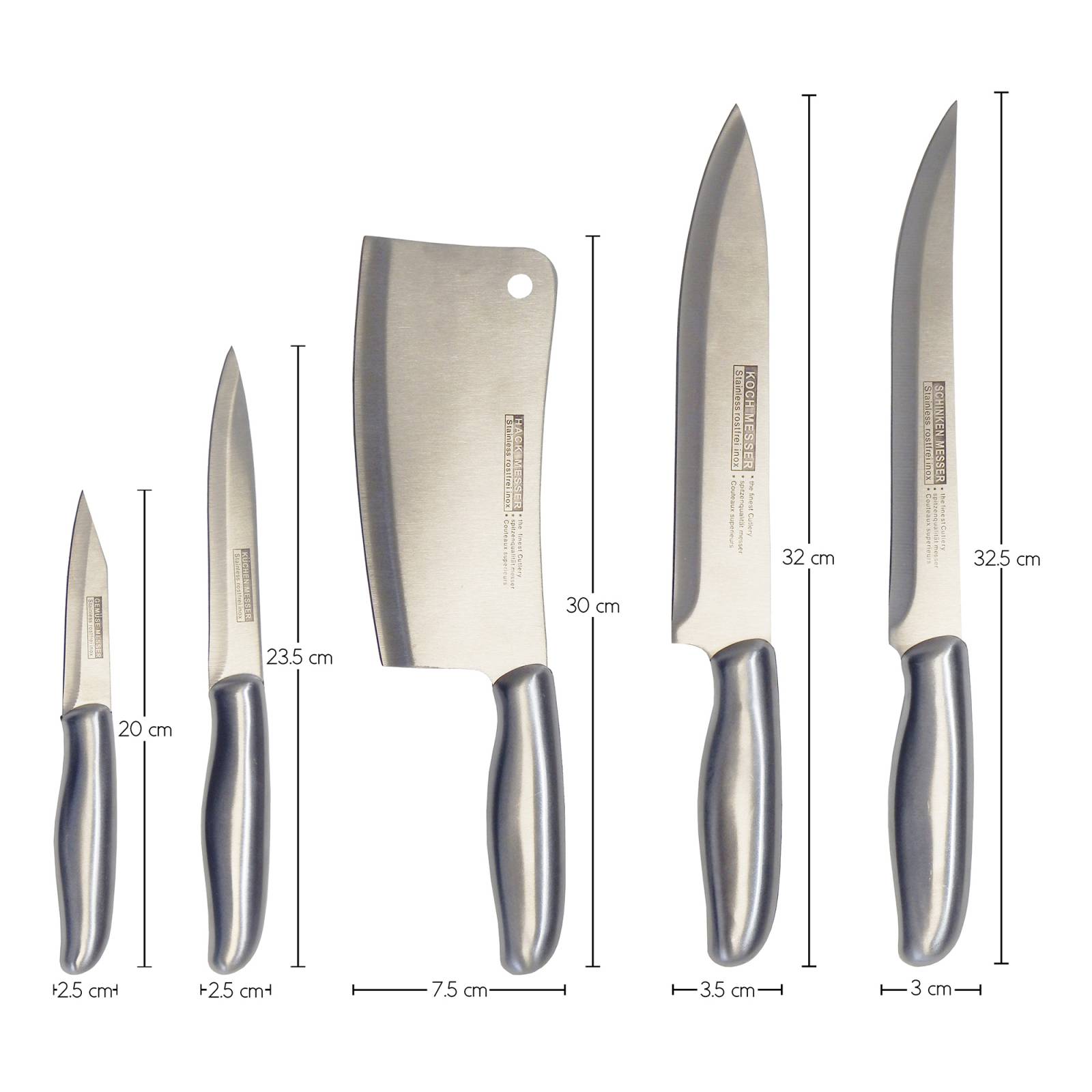 Juego de cuchillos de acero inoxidable 5 piezas Aquila