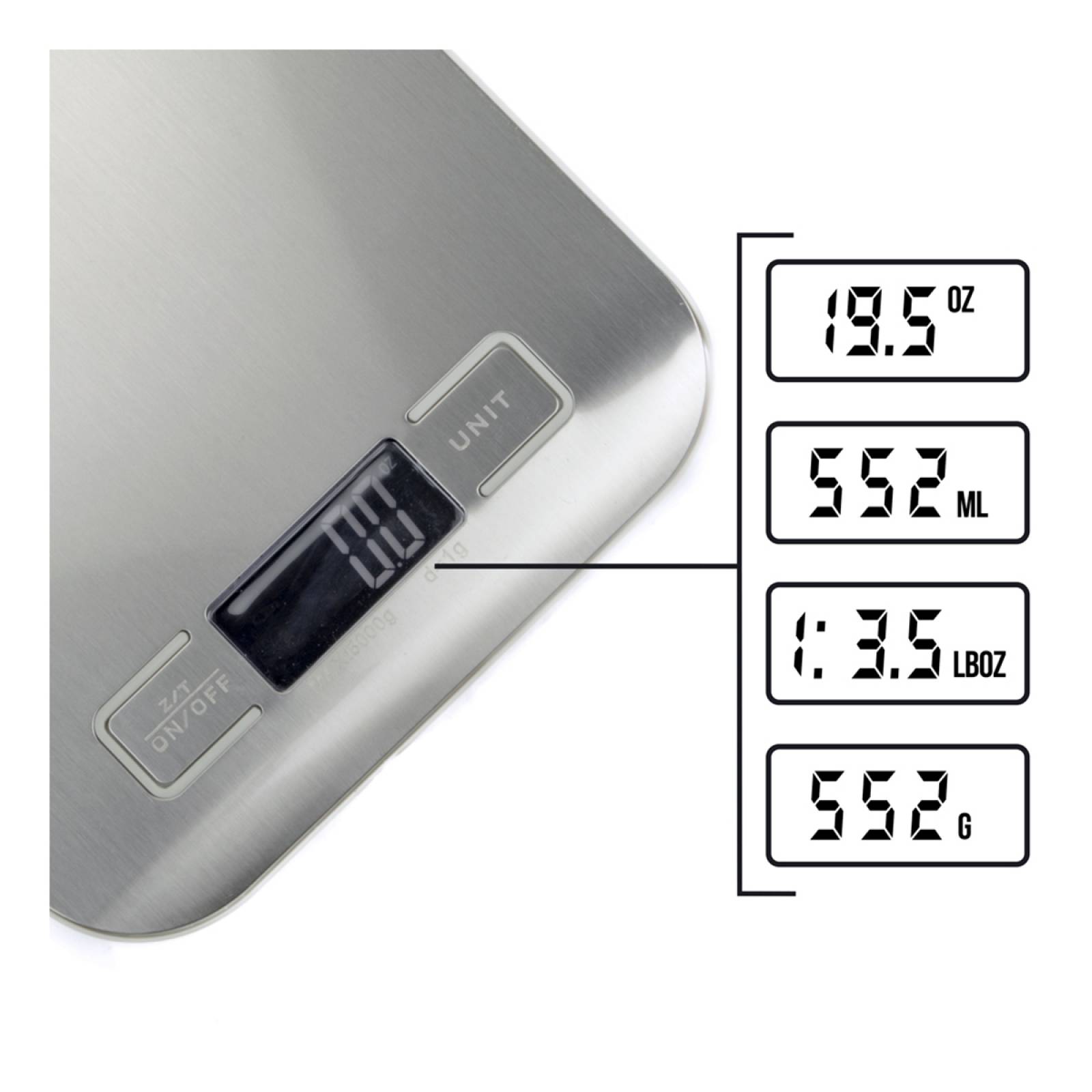 Bascula Cocina Digital 5 Kg Modelo Gamma Plata