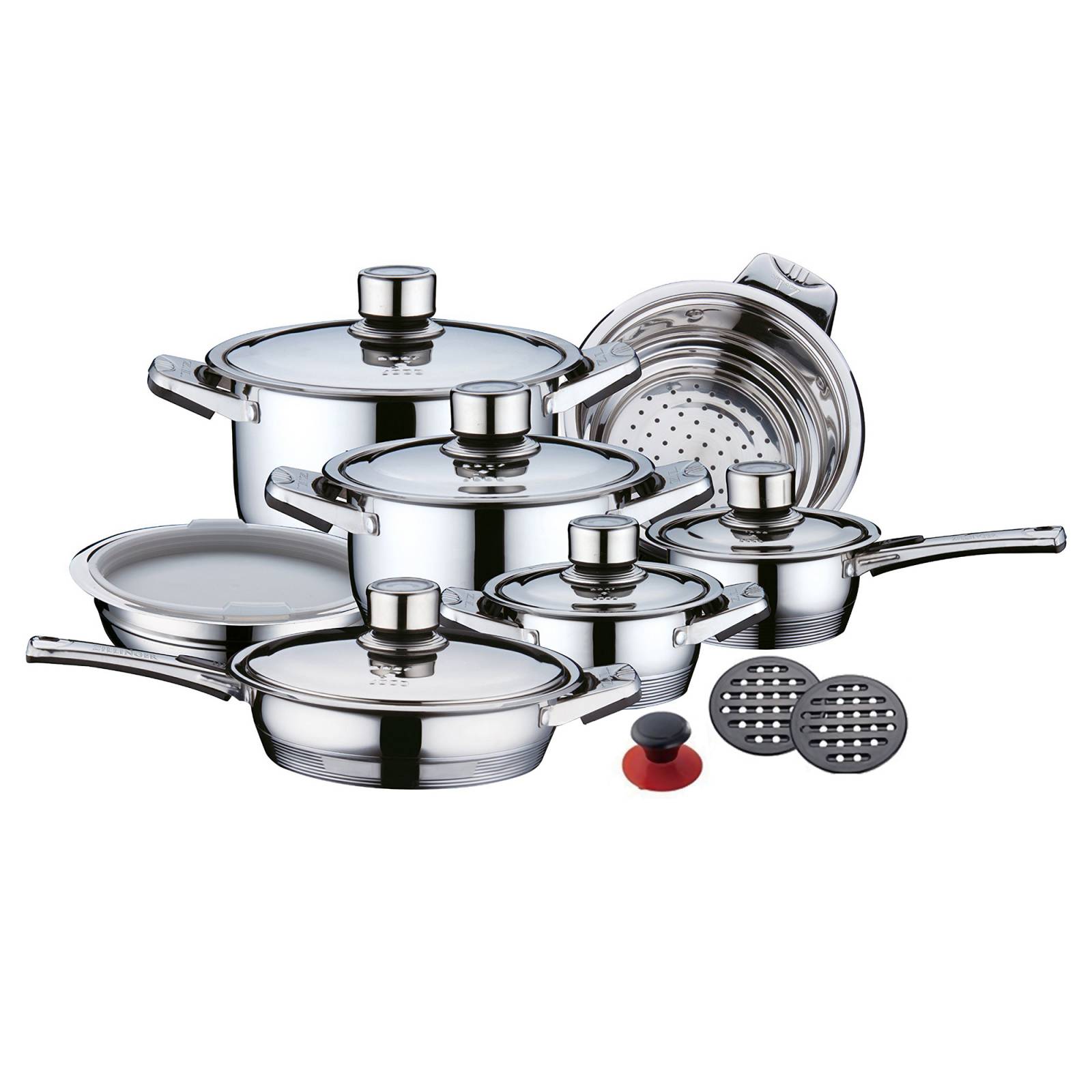 Batería de Cocina Swiss Zurich Acero Inoxidable 16 Piezas